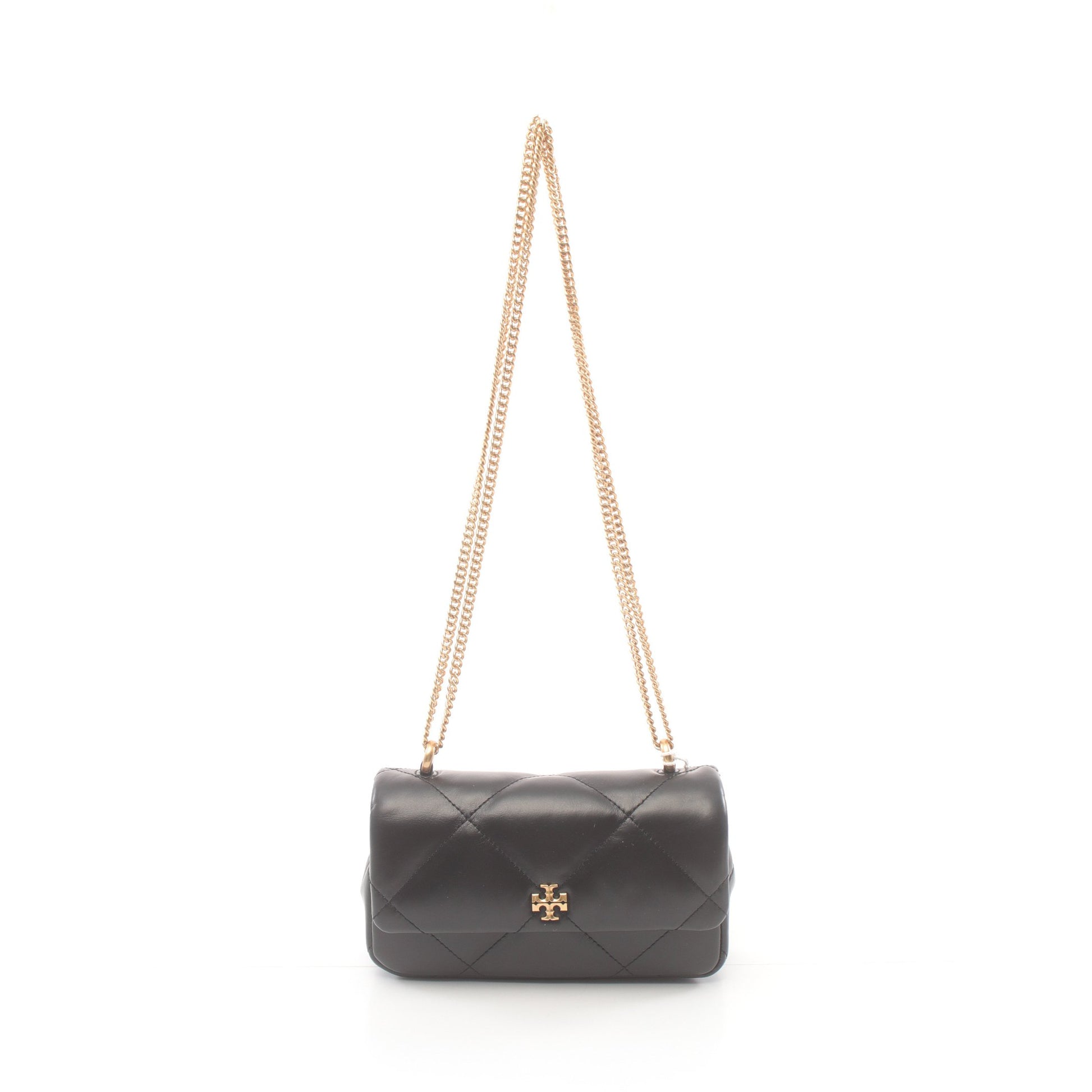 MINI KIRA DIAMOND QUILT FLAP BAG チェーンショルダーバッグ レザー ブラック トリーバーチ バッグ TORY BURCH