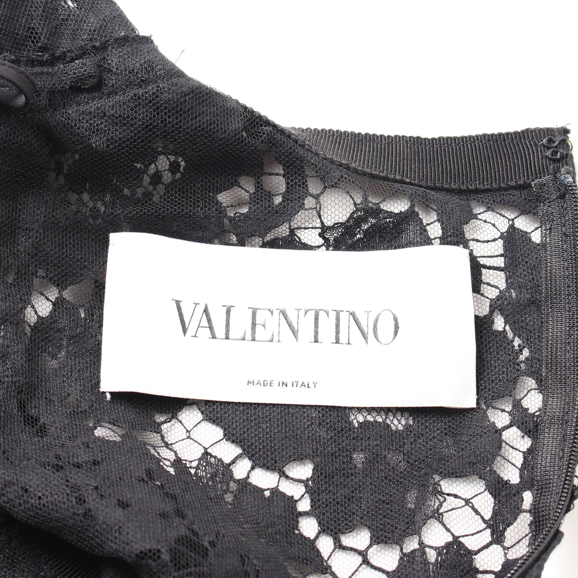 ワンピース ノースリーブ レース コットン レーヨン ブラック ヴァレンティノ ワンピース VALENTINO