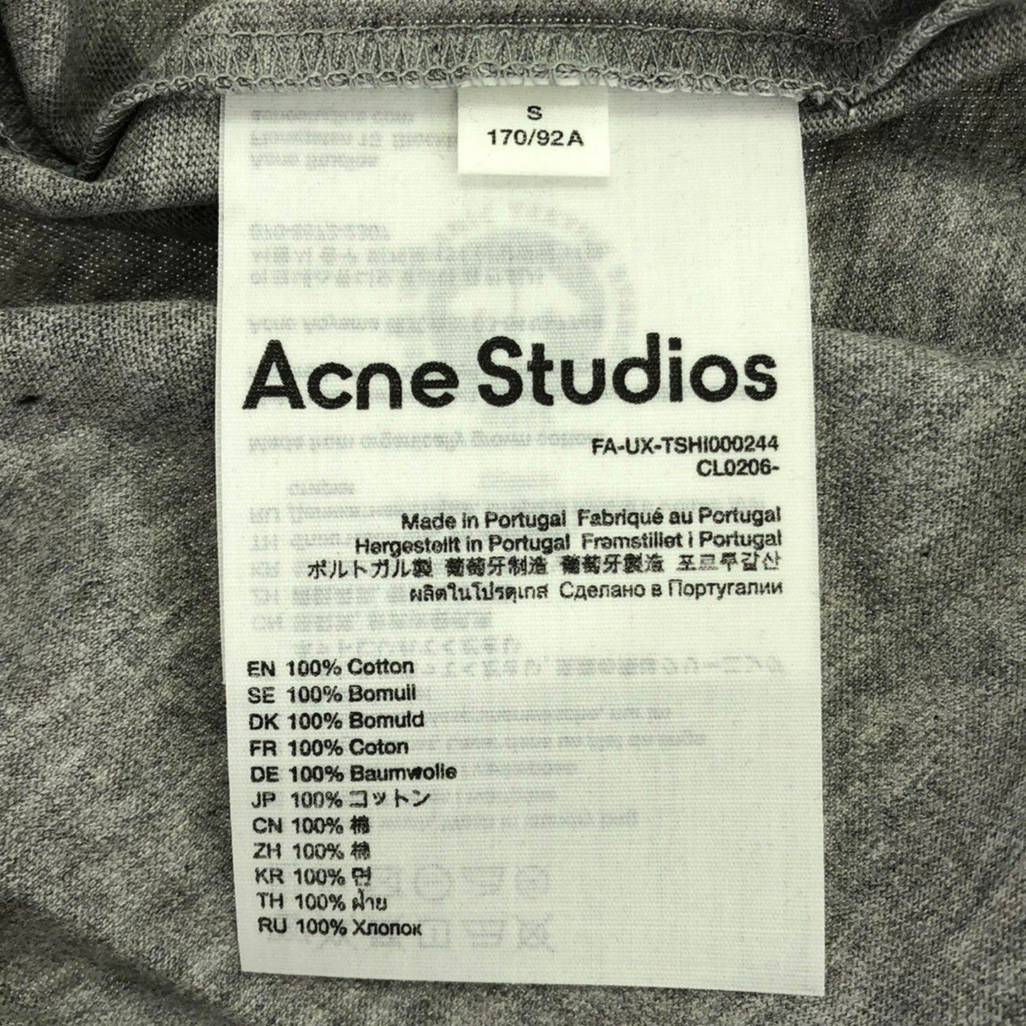 Tシャツ コットン グレー アクネ トップス Acne