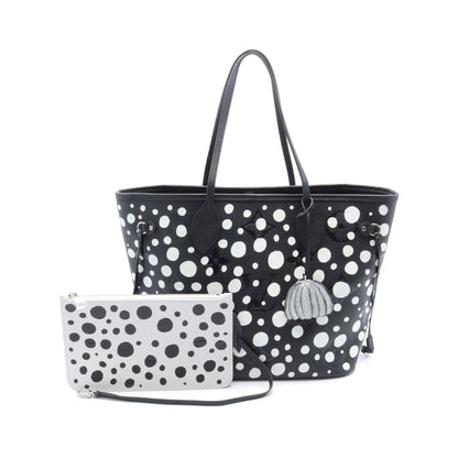 LOUIS VUITTON × yayoi kusama ネヴァーフルMM モノグラムアンプラント インフィニティドット ショルダーバッグ トートバッグ レザー ブラック ホワイト ルイヴィトン バッグ LOUIS VUITTON