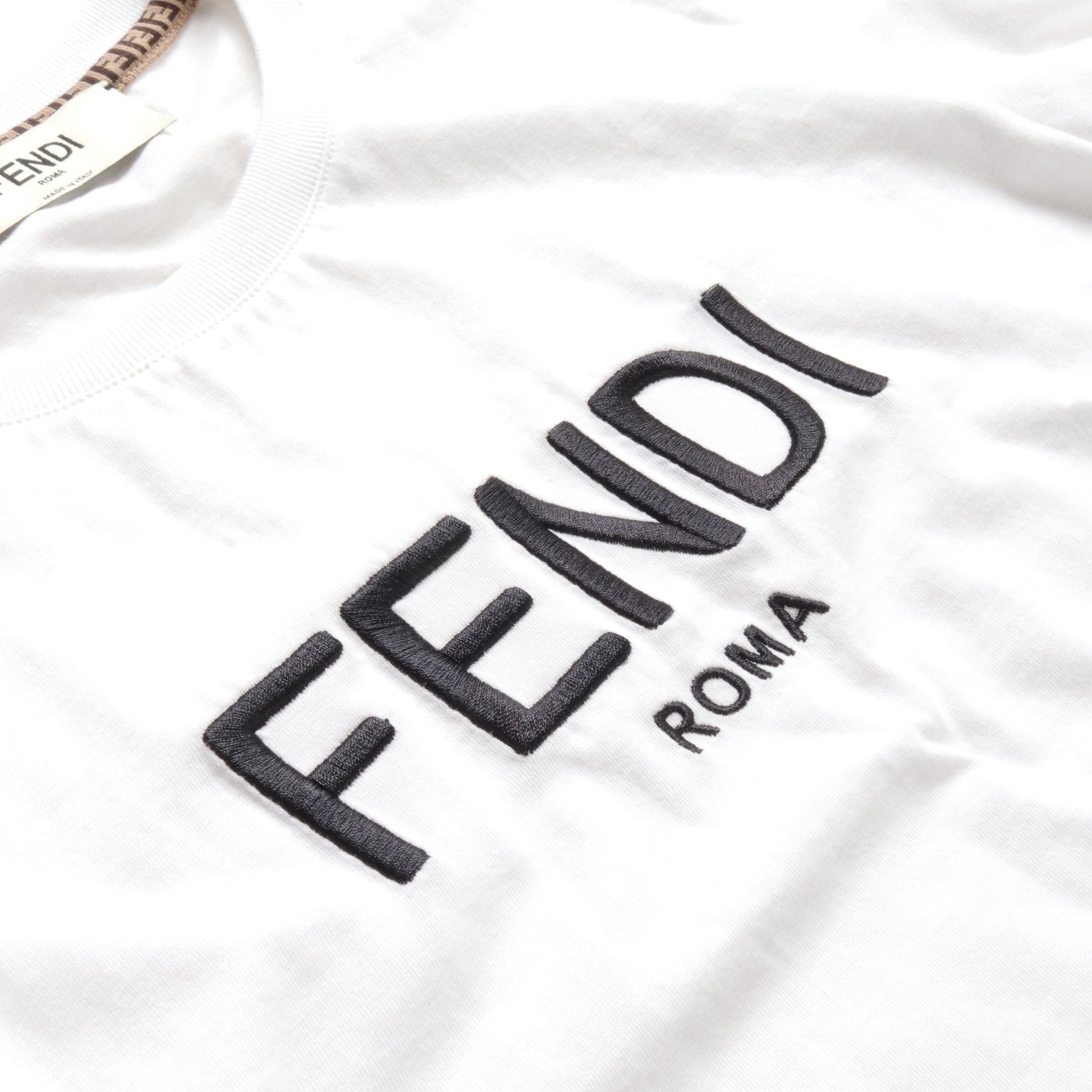 Tシャツ ロゴ刺繍 コットン ホワイト フェンディ トップス FENDI