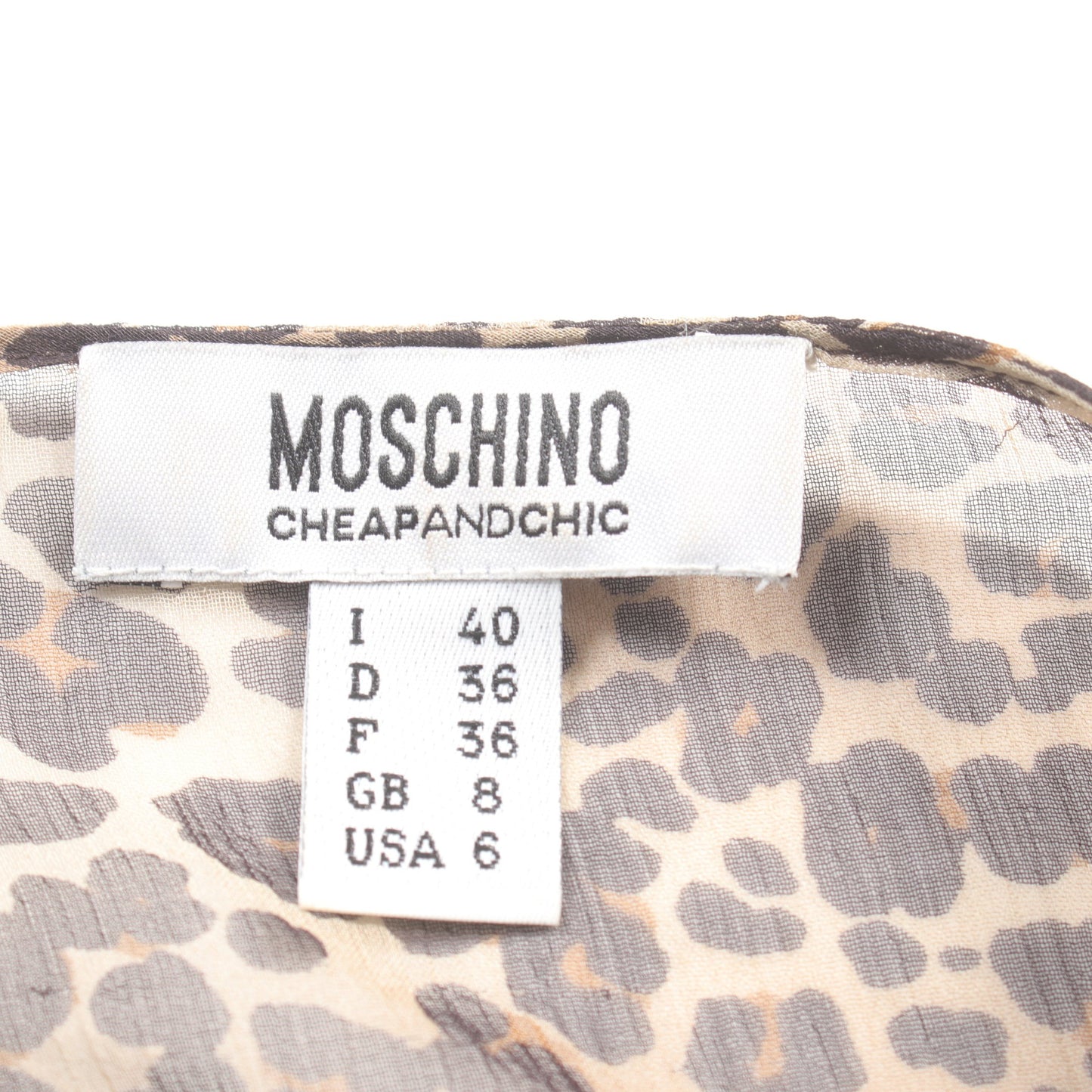 ブラウス レオパード シルク ベージュ ブラウン フリル モスキーノ トップス MOSCHINO