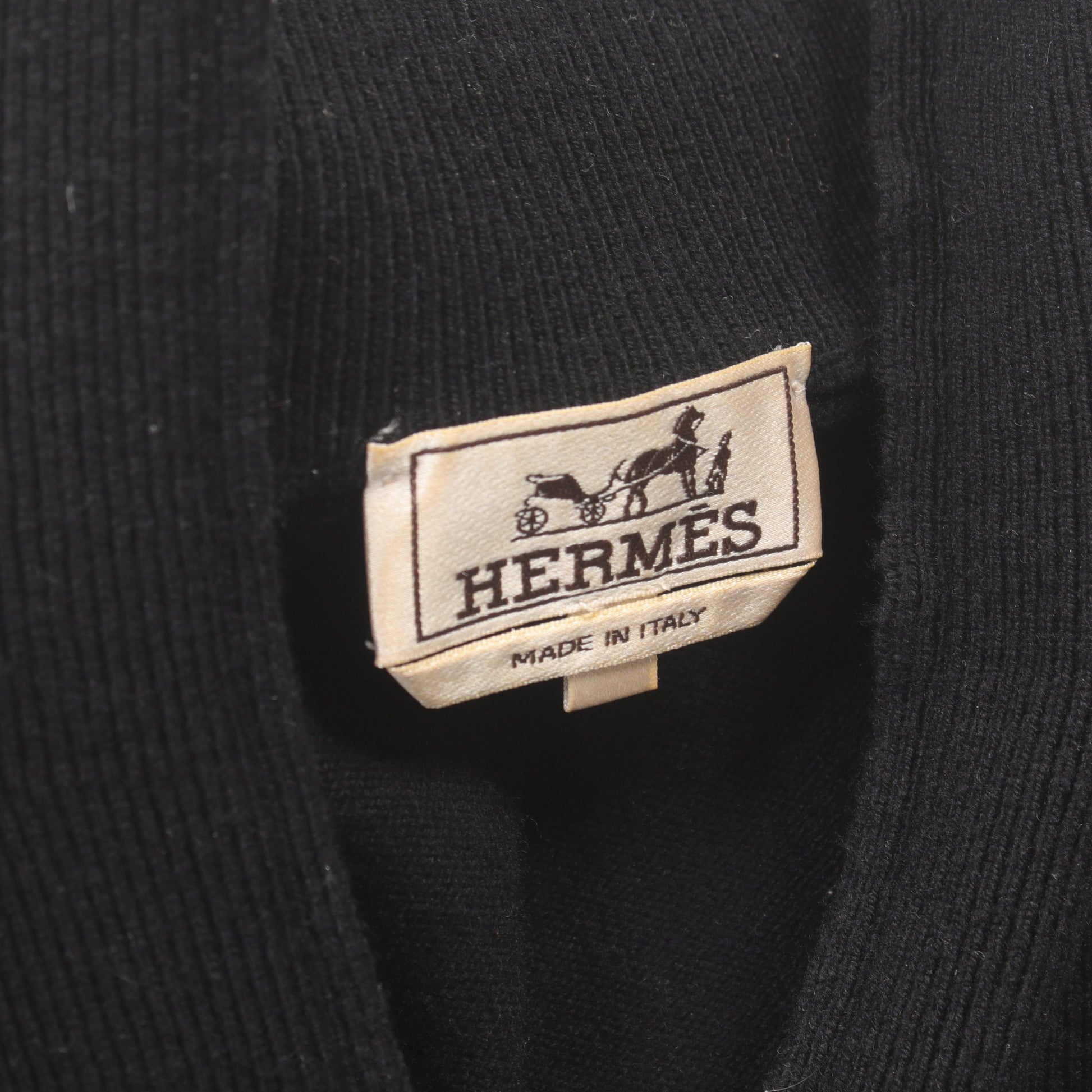 ハーフジップ プルオーバー ニット ハイネック ウール ブラック エルメス トップス HERMES