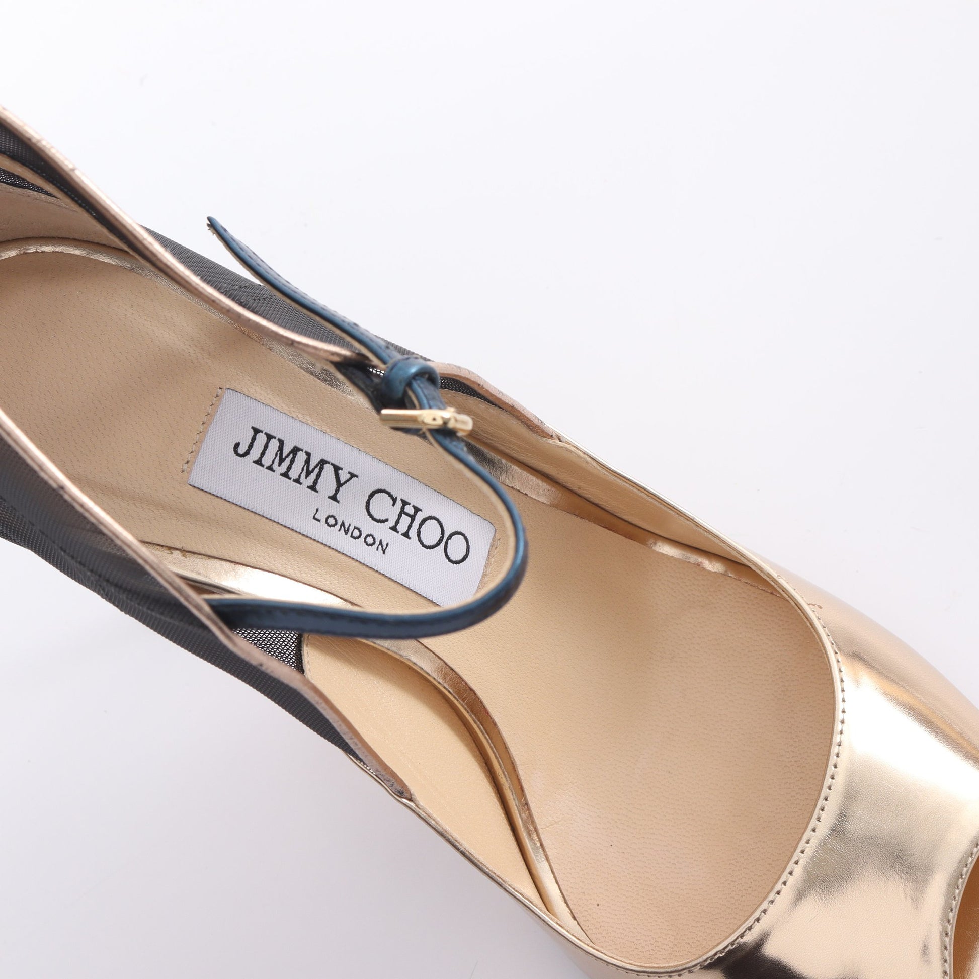 サンダル レザー メッシュ ゴールド ブルー メタリック ジミーチュウ シューズ JIMMY CHOO