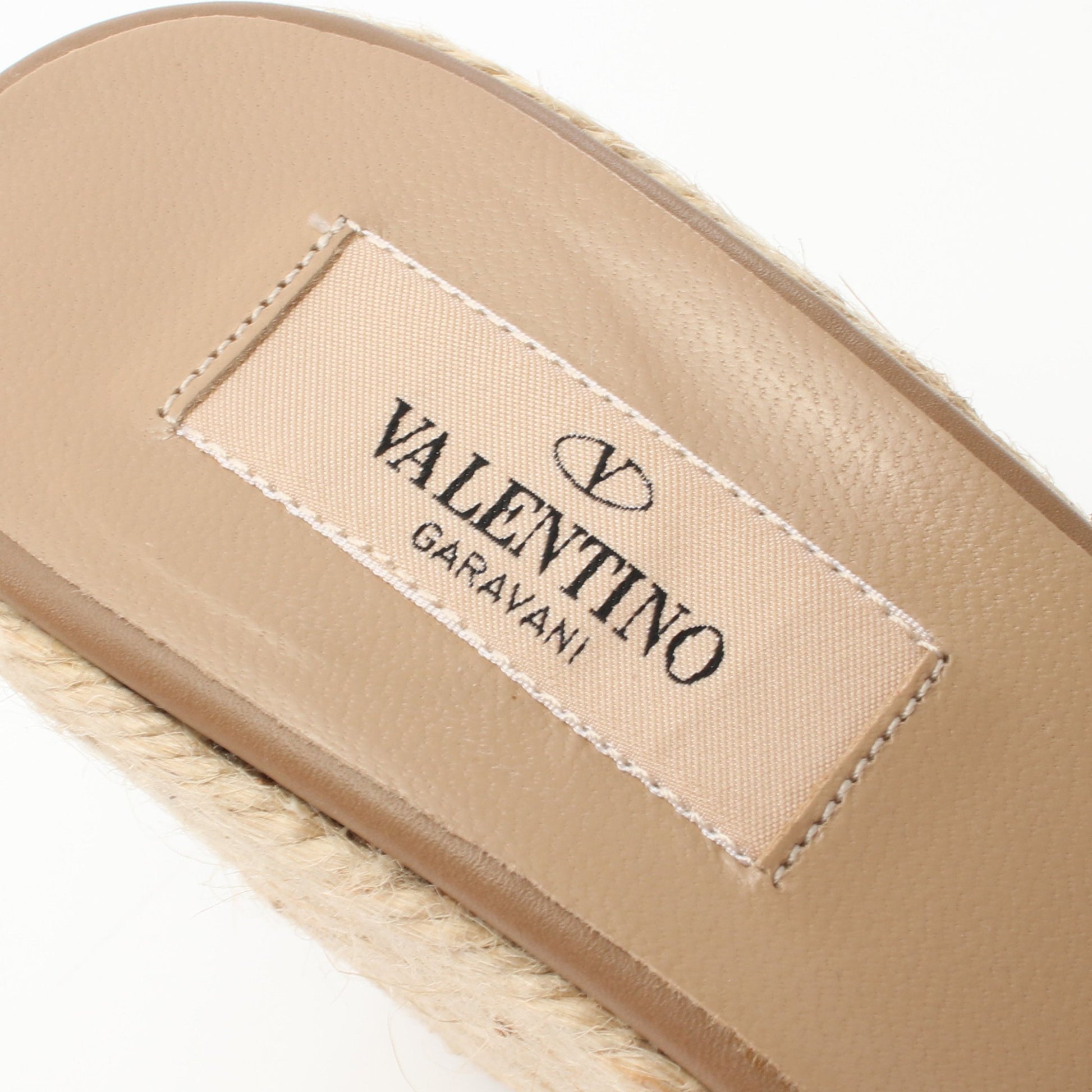 サンダル ファブリック ベージュ フラワー ウェッジソール ヴァレンティノ シューズ VALENTINO