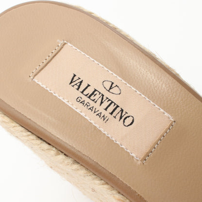 サンダル ファブリック ベージュ フラワー ウェッジソール ヴァレンティノ シューズ VALENTINO