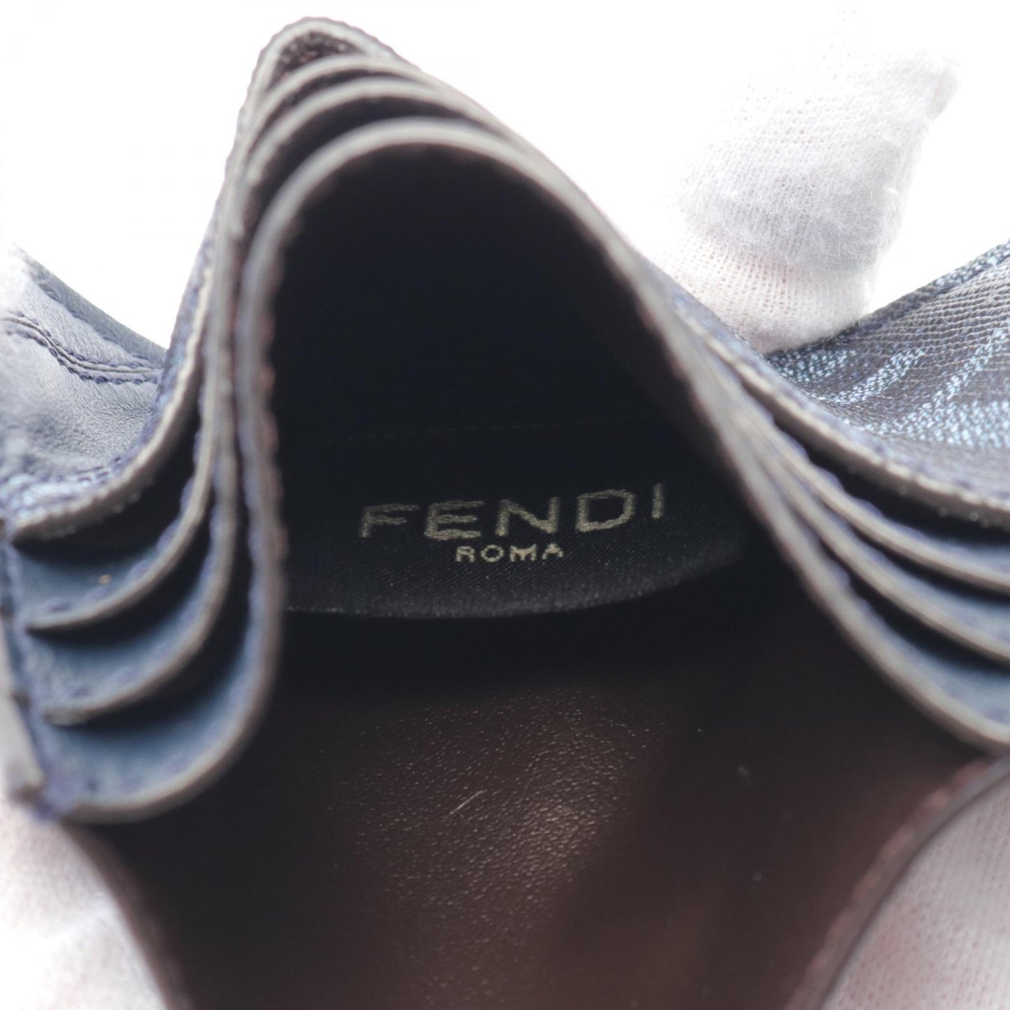 ダイアゴナル ズッカ カードケース PVCコーティングキャンバス レザー ネイビー フェンディ 財布・小物 FENDI