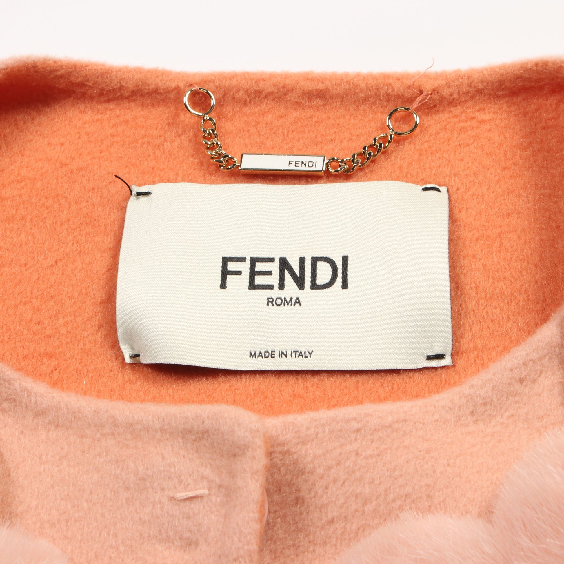 ポンチョ ノーカラー カシミヤ ミンク コーラルピンク フェンディ アウター FENDI