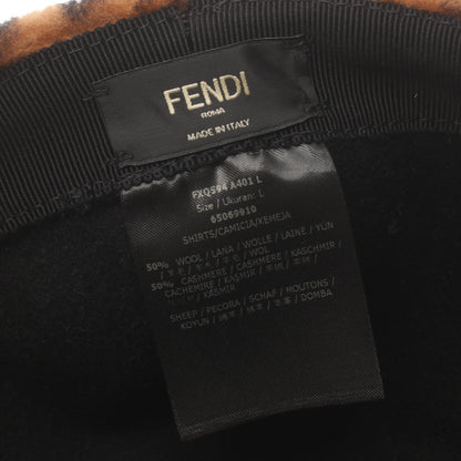 ズッカ キャップ ウール カシミヤ ブラウン ブラック フェンディ 財布・小物 FENDI