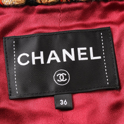 ココマーク ジャケット ツイード オレンジ ブラック マルチカラー シャネル アウター CHANEL