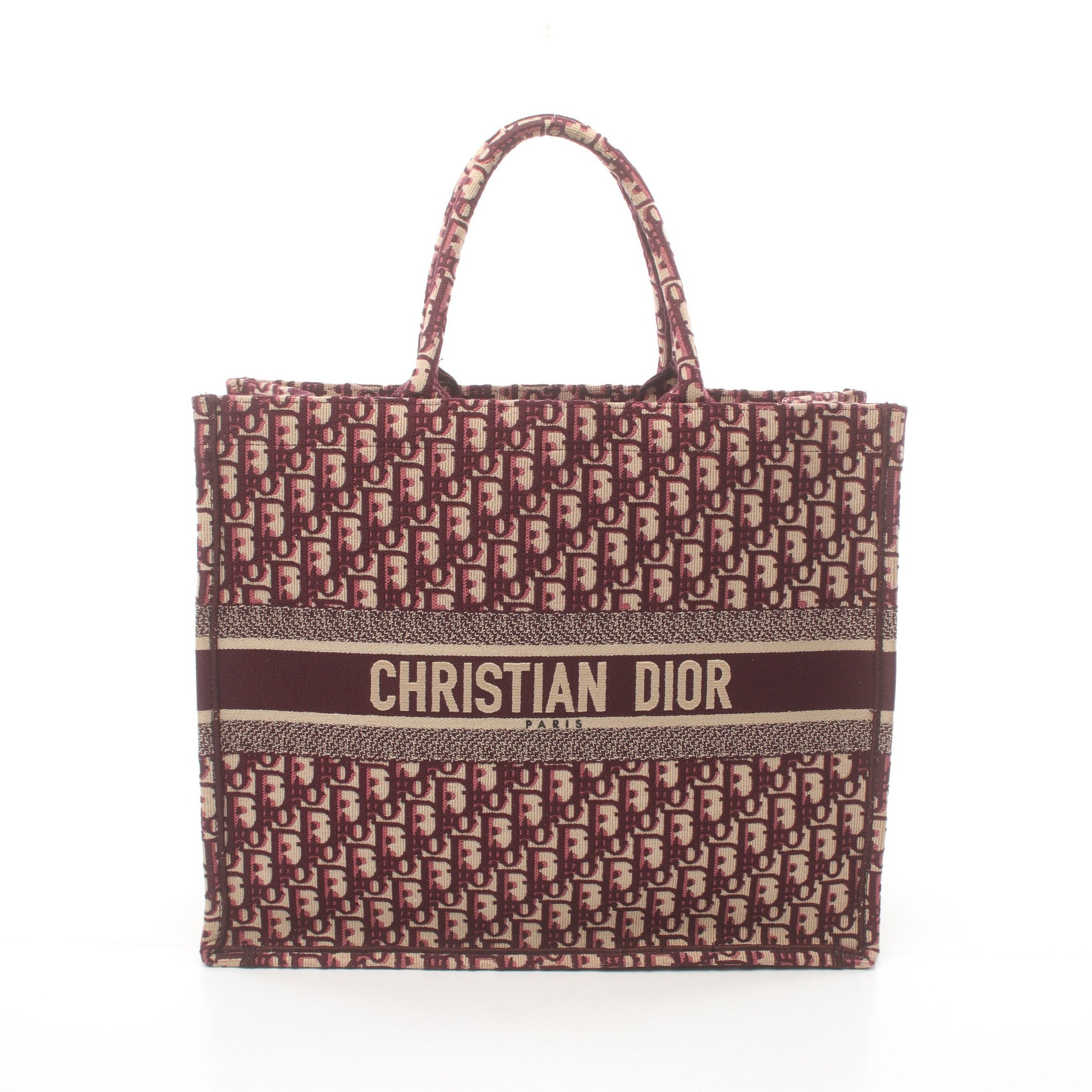 BOOK TOTE ブックトート ラージ ハンドバッグ トートバッグ キャンバス オフホワイト ボルドー クリスチャンディオール バッグ Christian Dior