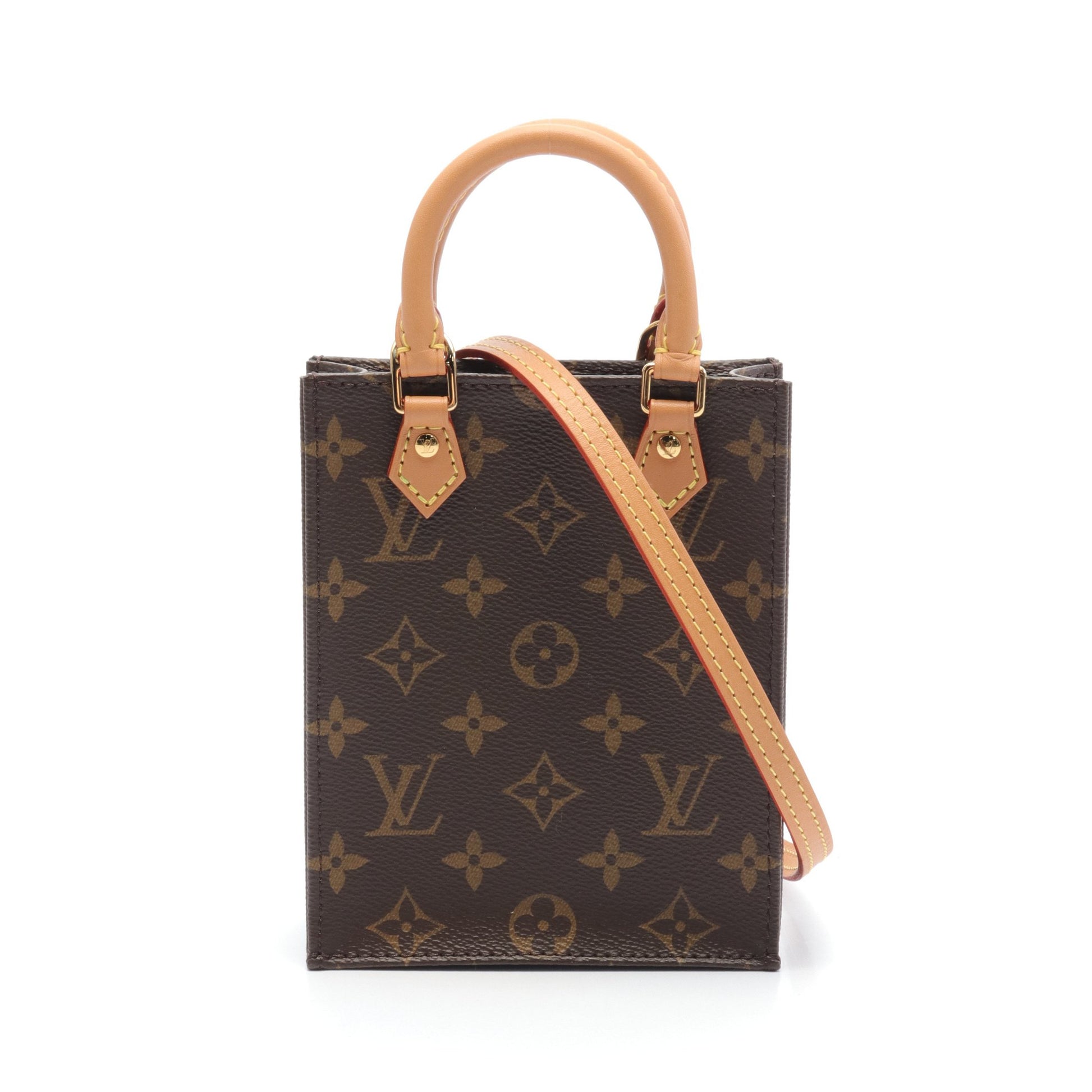 プティット サックプラ モノグラム ハンドバッグ PVC レザー ブラウン 2WAY ルイヴィトン バッグ LOUIS VUITTON