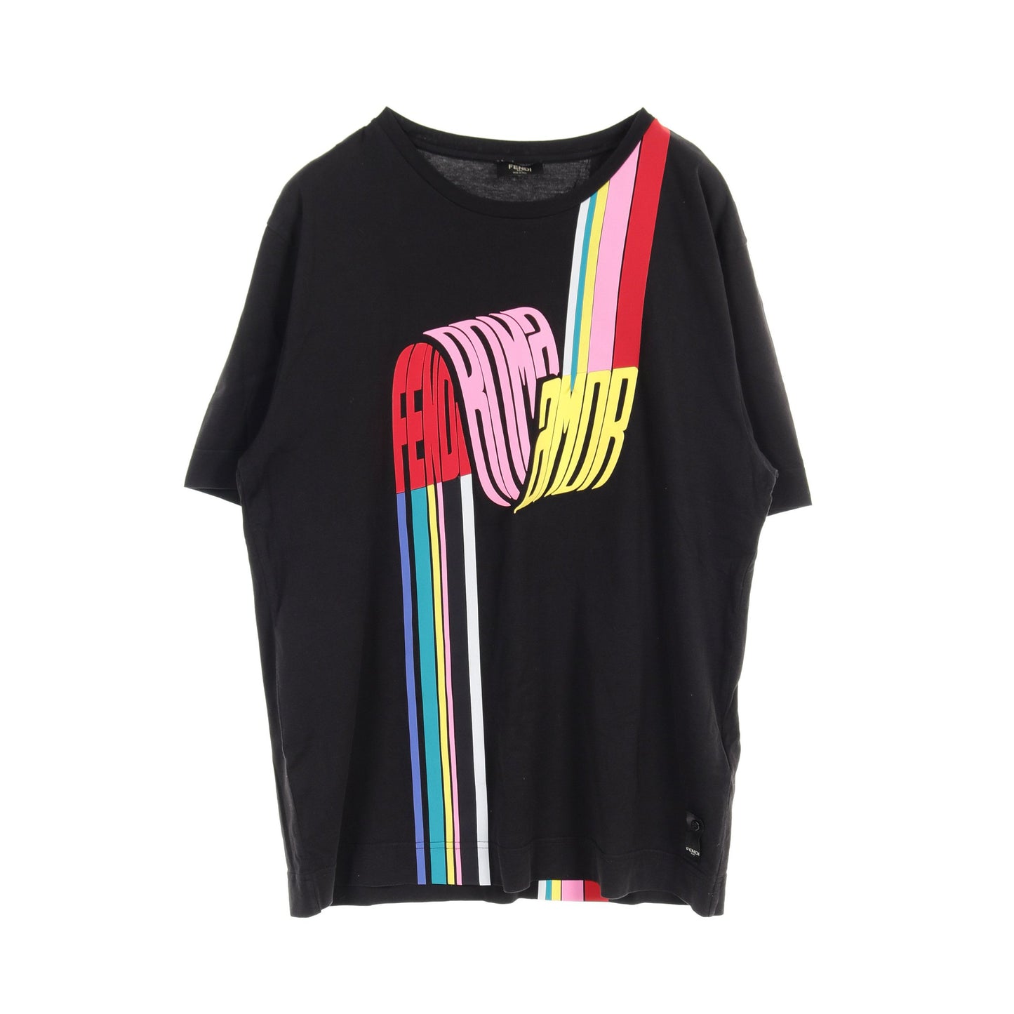 ROMA AMOR Tシャツ コットン ブラック マルチカラー フェンディ トップス FENDI