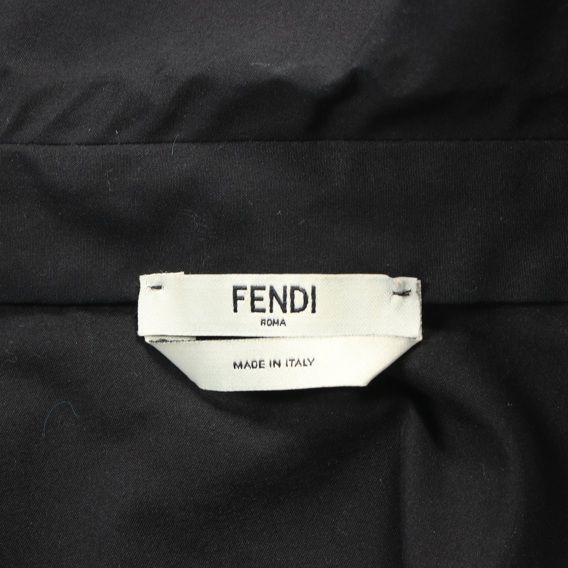 ハーフジップ カットソー 半袖 コットン レザー ブラック フェンディ トップス FENDI