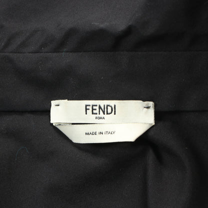 ハーフジップ カットソー 半袖 コットン レザー ブラック フェンディ トップス FENDI