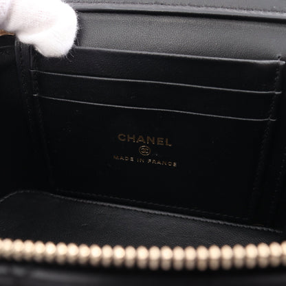 マトラッセ バニティバッグ チェーンショルダーバッグ ラムスキン ブラック ゴールド金具 2WAY シャネル バッグ CHANEL