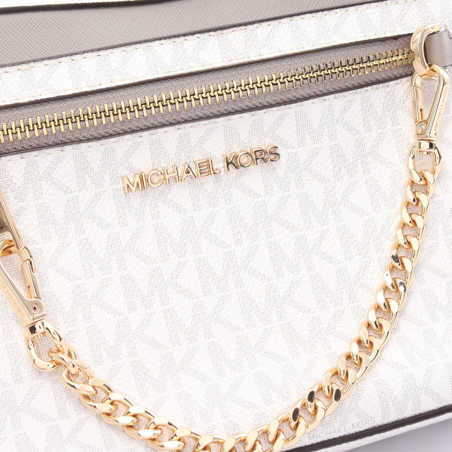 JET SET ITEM LG EW ZP CHAIN XBDY ショルダーバッグ PVC レザー ホワイト グレー マイケルコース バッグ MICHAEL KORS