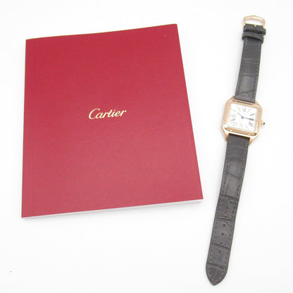 サントス デュモンSM レディース 腕時計 クオーツ K18PG（ピンクゴールド） クロコ革 シルバー カルティエ 時計 Cartier