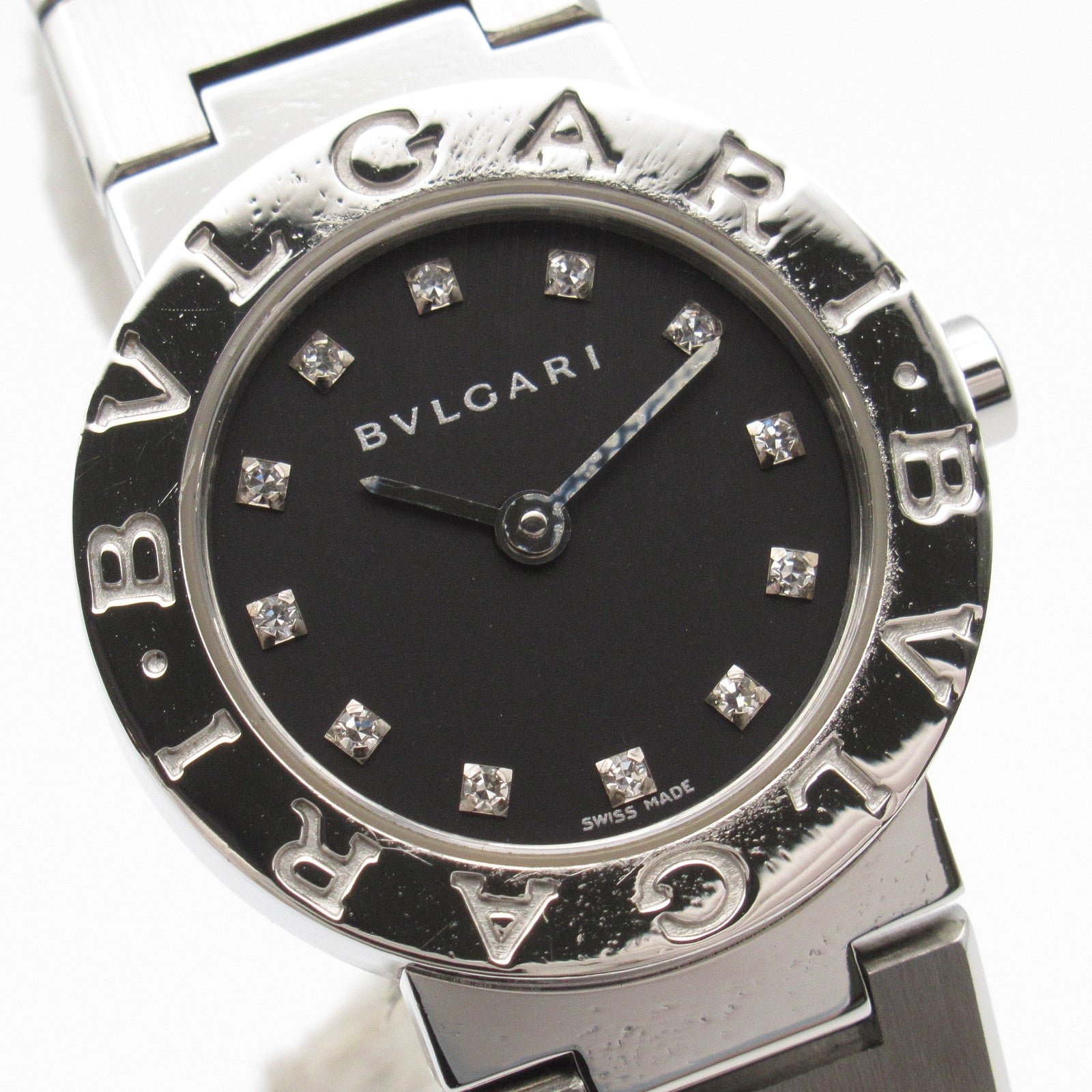 ブルガリブルガリ 12Pダイヤ レディース 腕時計 クオーツ ステンレススチール ブラック ブルガリ 時計 BVLGARI