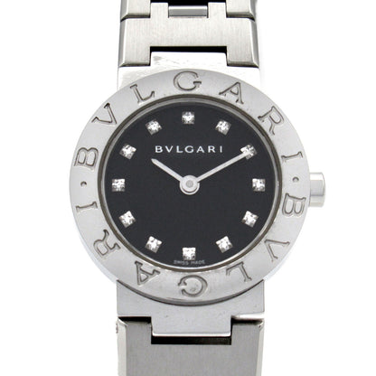 ブルガリブルガリ 12Pダイヤ レディース 腕時計 クオーツ ステンレススチール ブラック ブルガリ 時計 BVLGARI