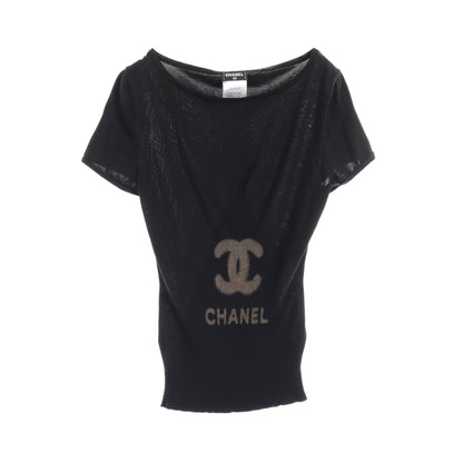 ココマーク ニット 半袖 コットン シルク ブラック ライトブラウン シャネル トップス CHANEL