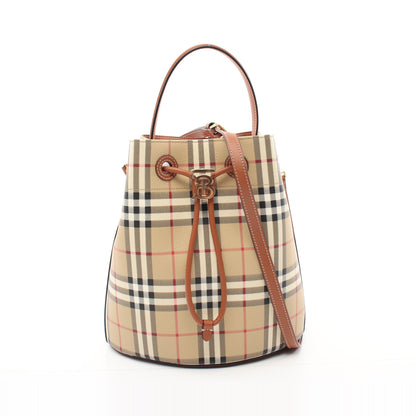 スモール TB バケット ヴィンテージチェック ハンドバッグ PVC レザー ベージュ マルチカラー 2WAY バーバリー バッグ BURBERRY