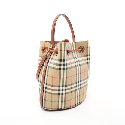 スモール TB バケット ヴィンテージチェック ハンドバッグ PVC レザー ベージュ マルチカラー 2WAY バーバリー バッグ BURBERRY