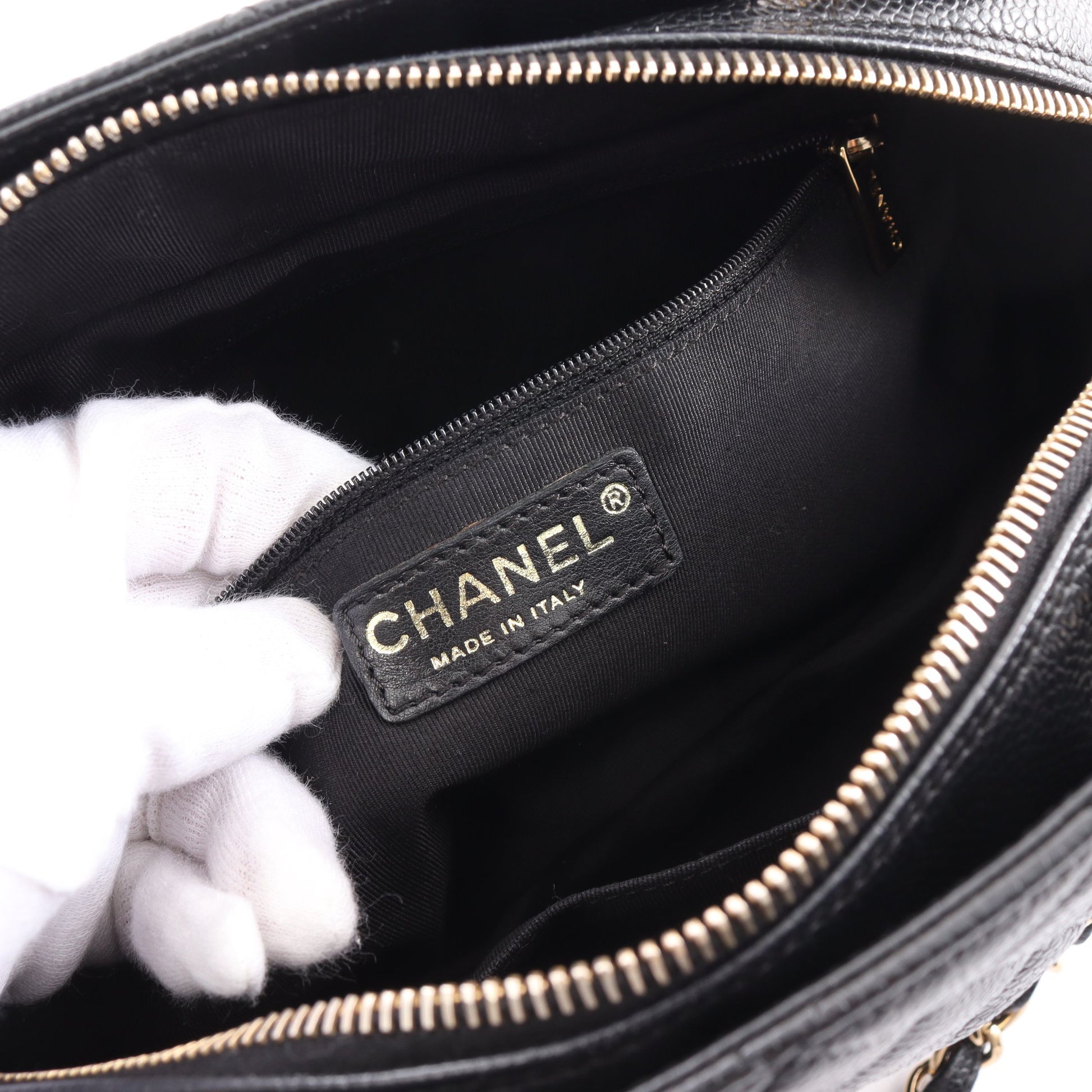 マトラッセ チェーンショルダーバッグ キャビアスキン ブラック ゴールド金具 シャネル バッグ CHANEL