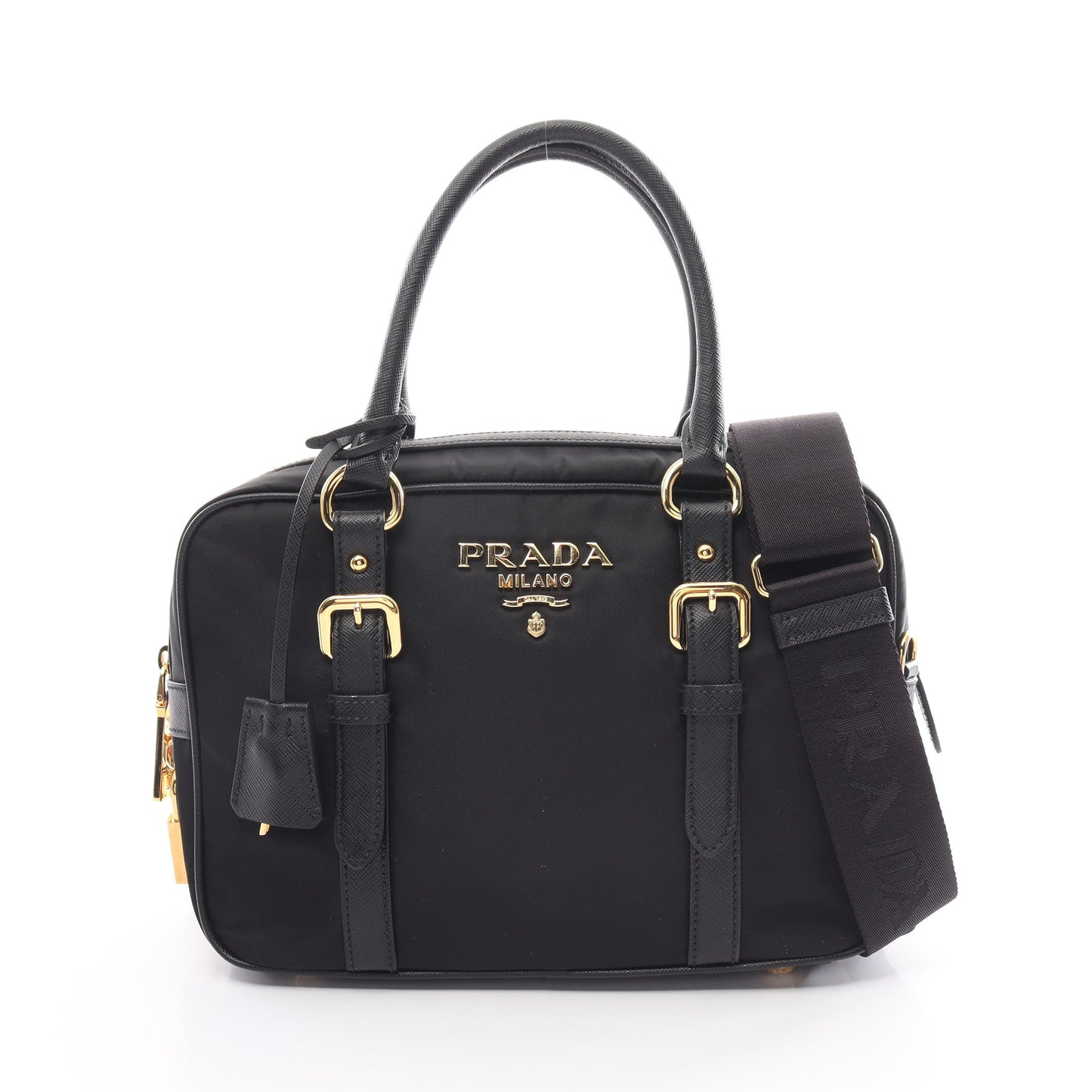 TESSUTO+SAFFIAN ハンドバッグ ナイロン サフィアーノレザー ブラック 2WAY プラダ バッグ PRADA