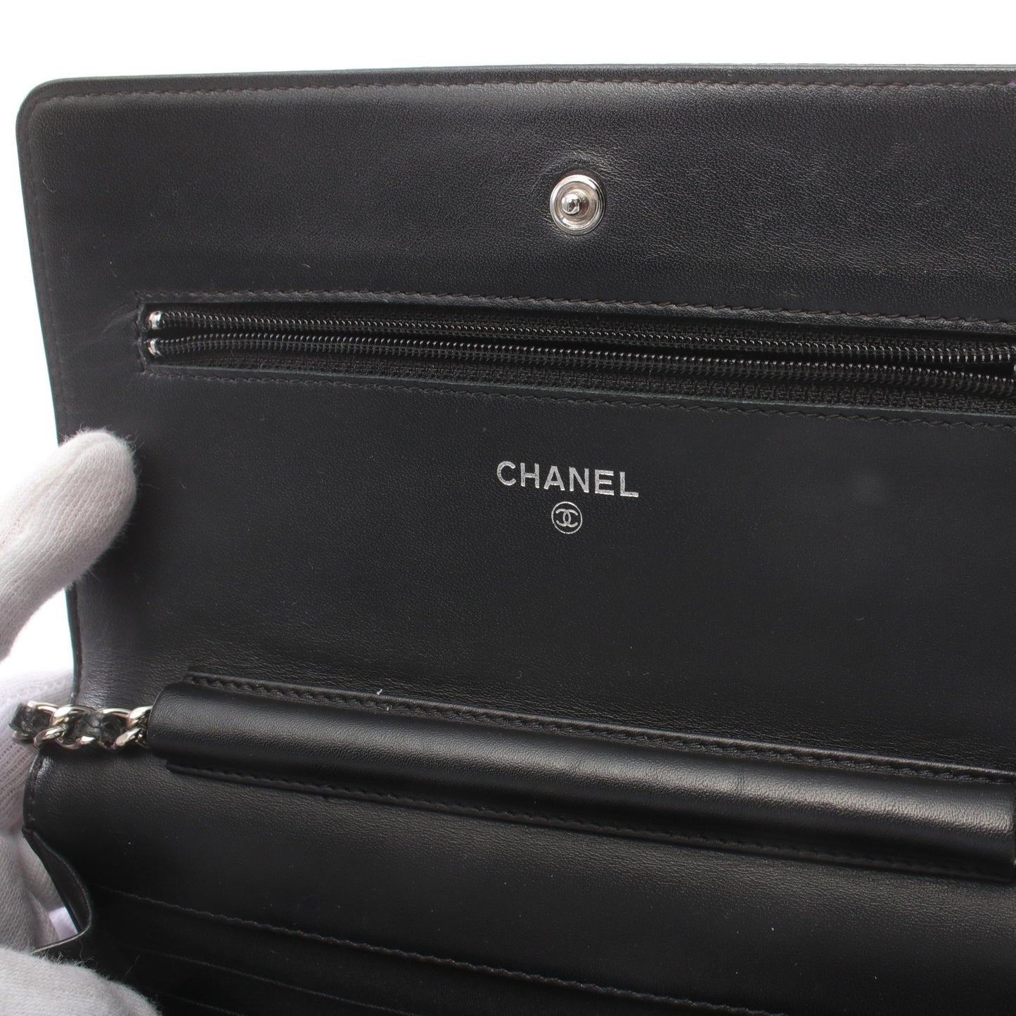 ココマーク チェーンウォレット キャビアスキン ブラック シルバー金具 シャネル バッグ CHANEL