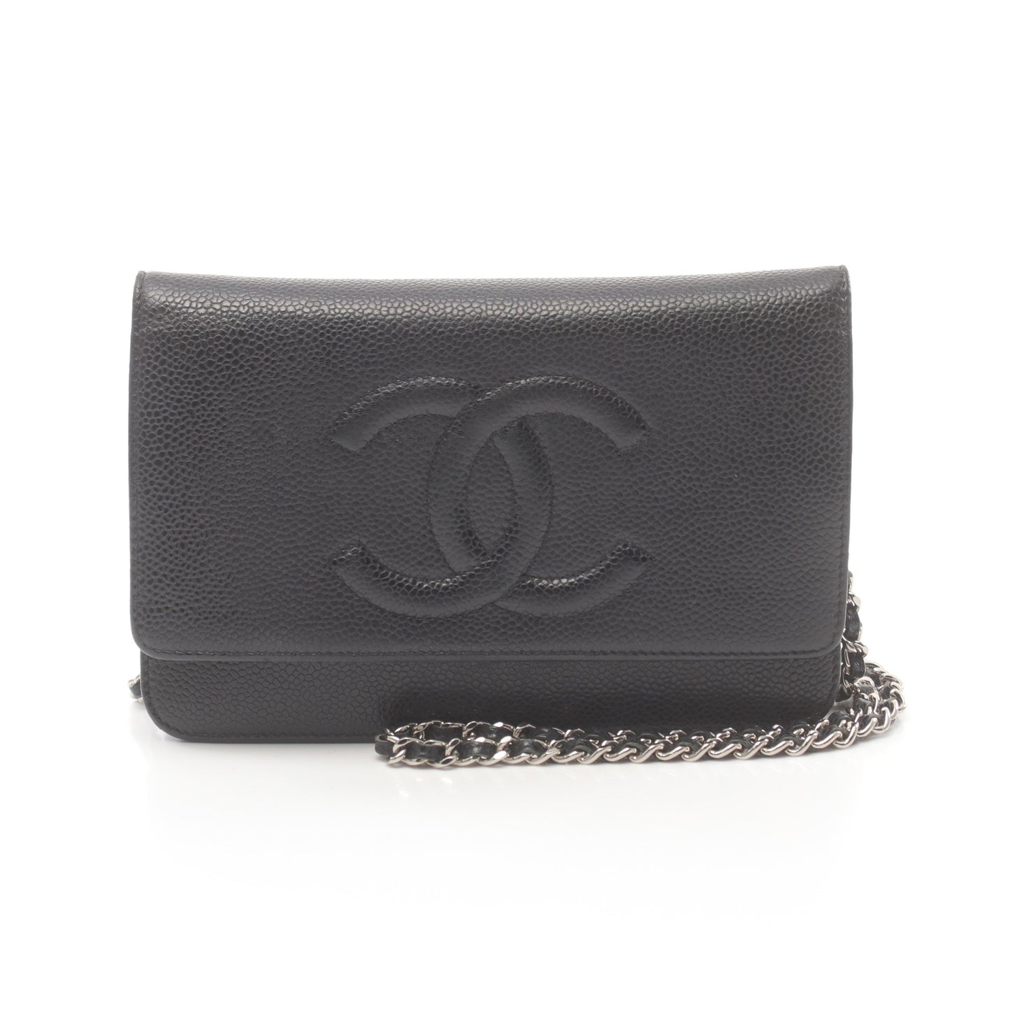ココマーク チェーンウォレット キャビアスキン ブラック シルバー金具 シャネル バッグ CHANEL