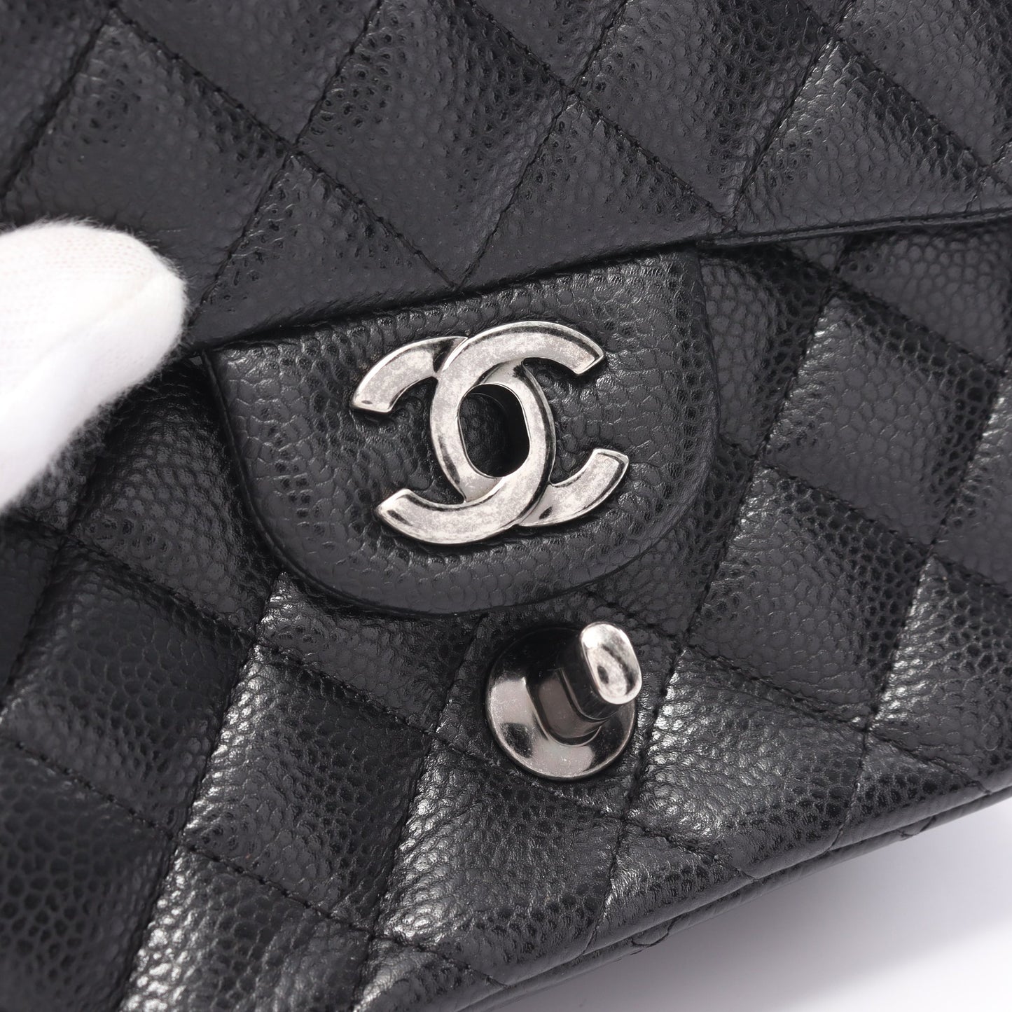 ミニマトラッセ チェーンショルダーバッグ キャビアスキン ブラック シルバー金具 シャネル バッグ CHANEL