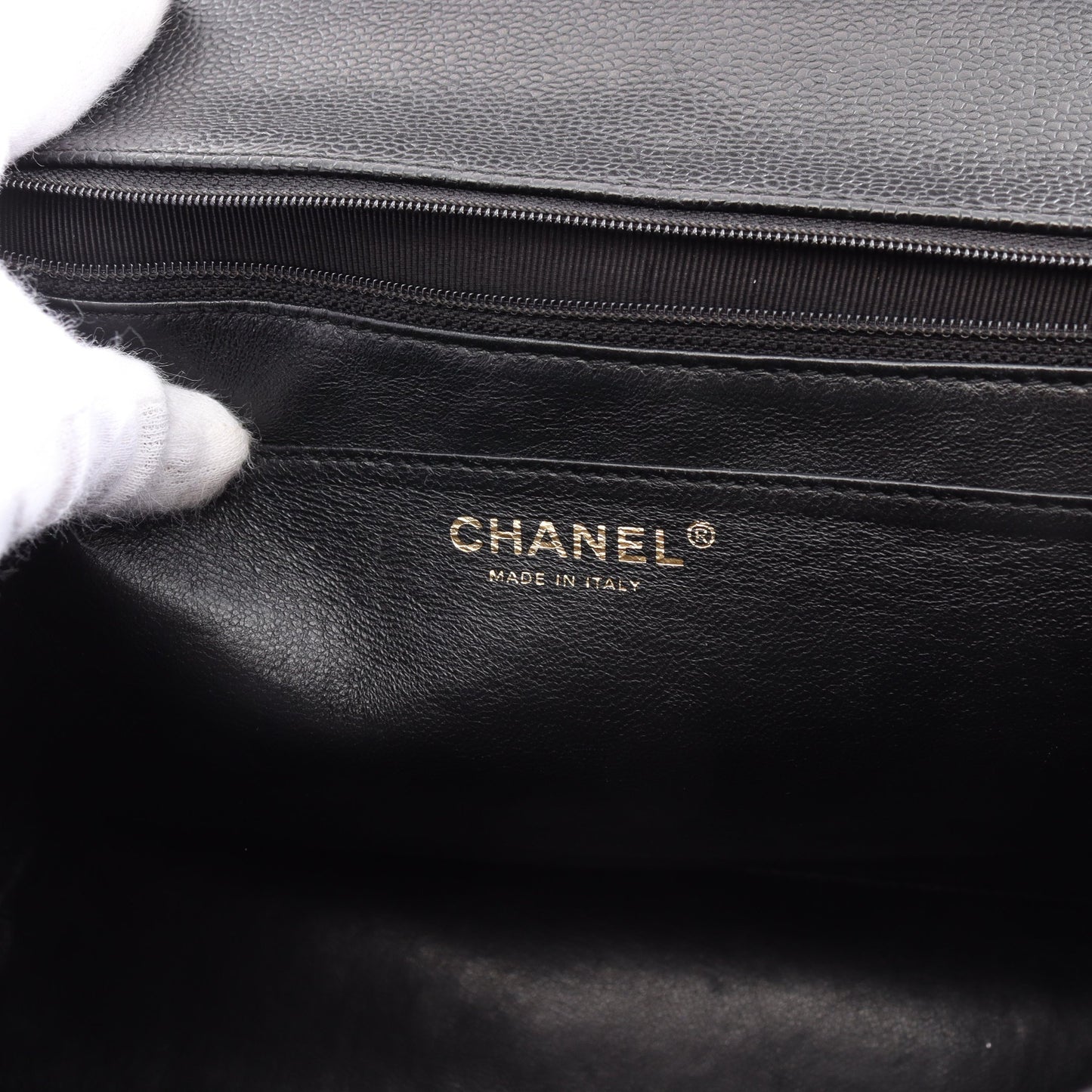 マトラッセ ハンドバッグ キャビアスキン ブラック ゴールド金具 シャネル バッグ CHANEL