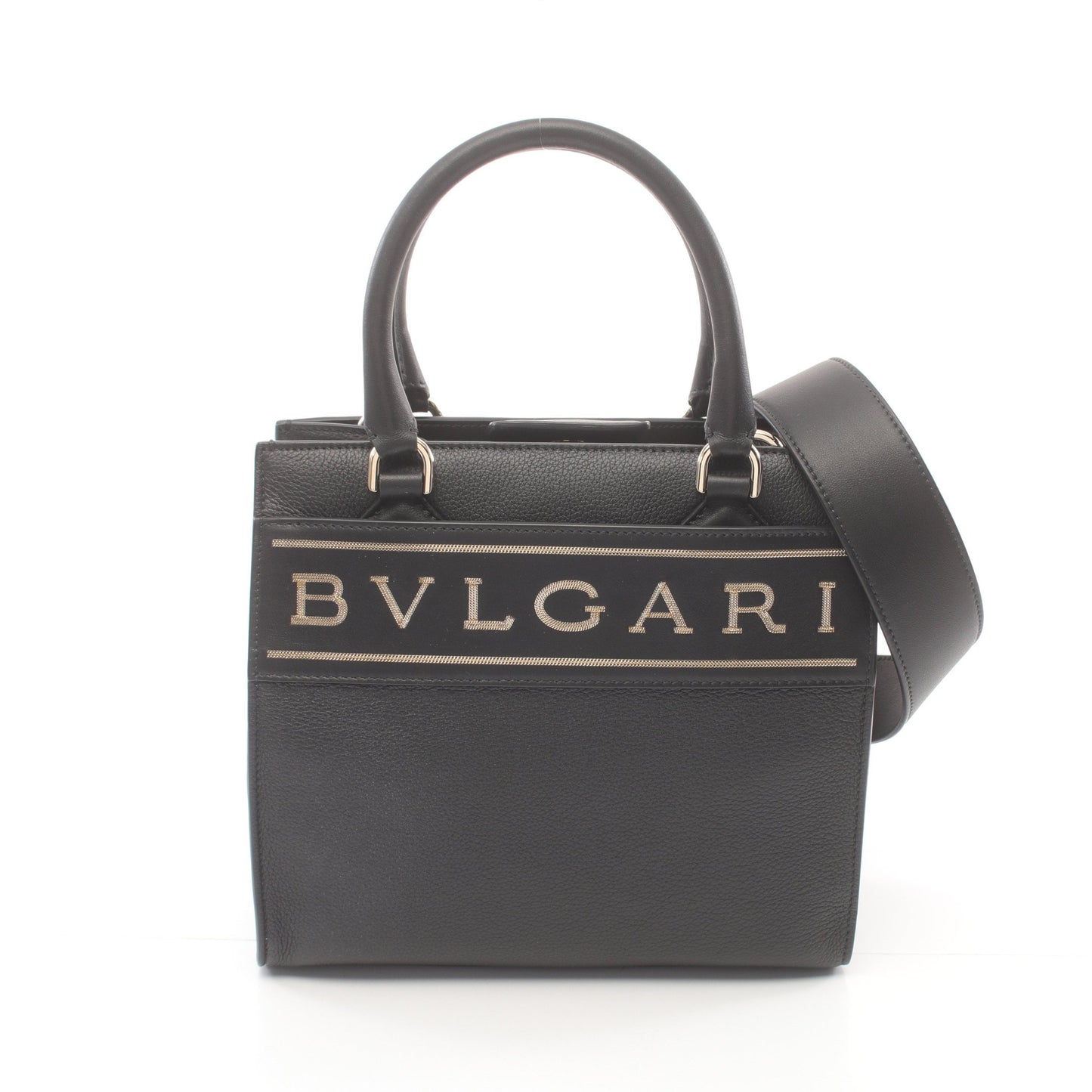 ハンドバッグ レザー ブラック ロゴ 2WAY ブルガリ バッグ BVLGARI