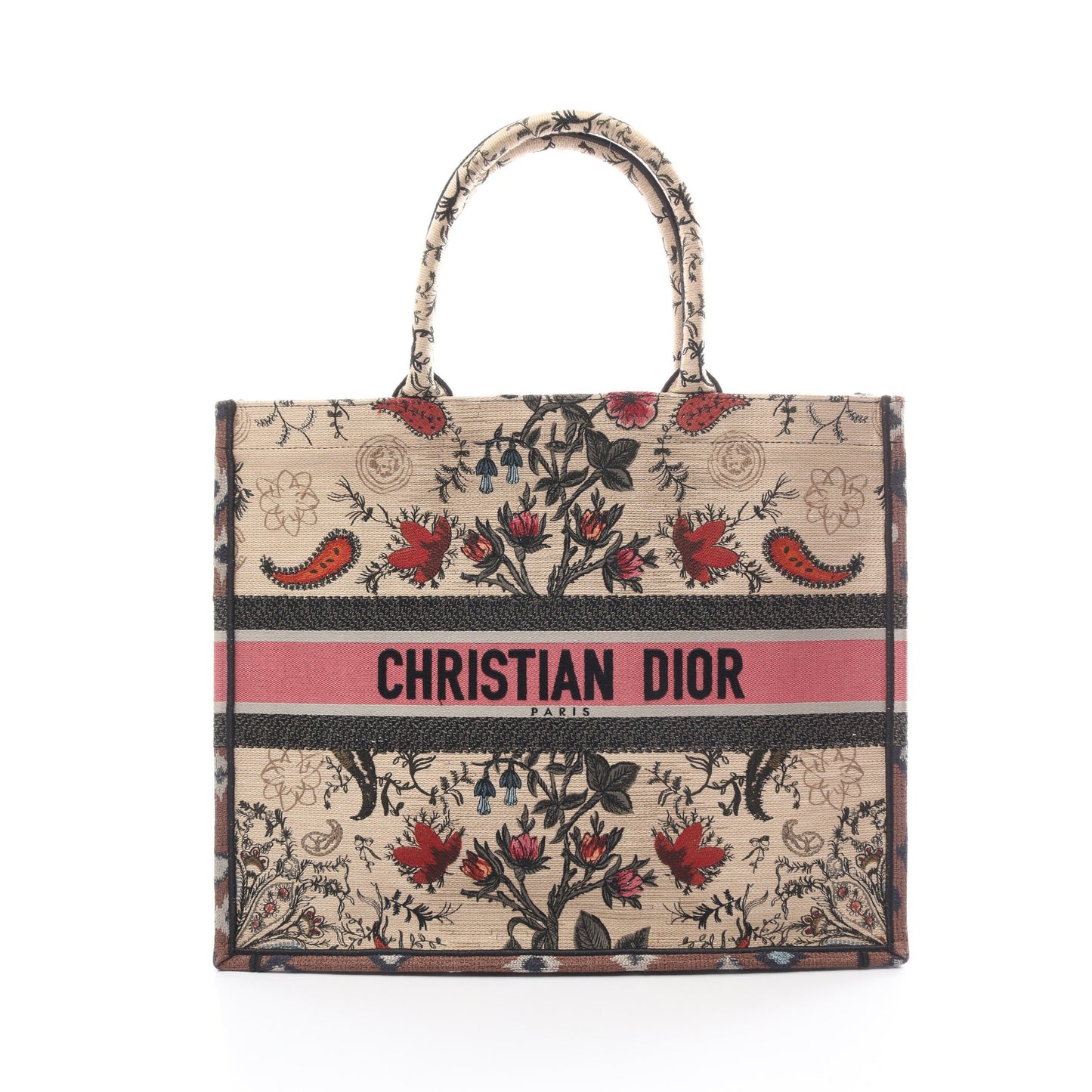 BOOK TOTE ブックトート ラージ ハンドバッグ トートバッグ キャンバス ベージュ マルチカラー クリスチャンディオール バッグ Christian Dior