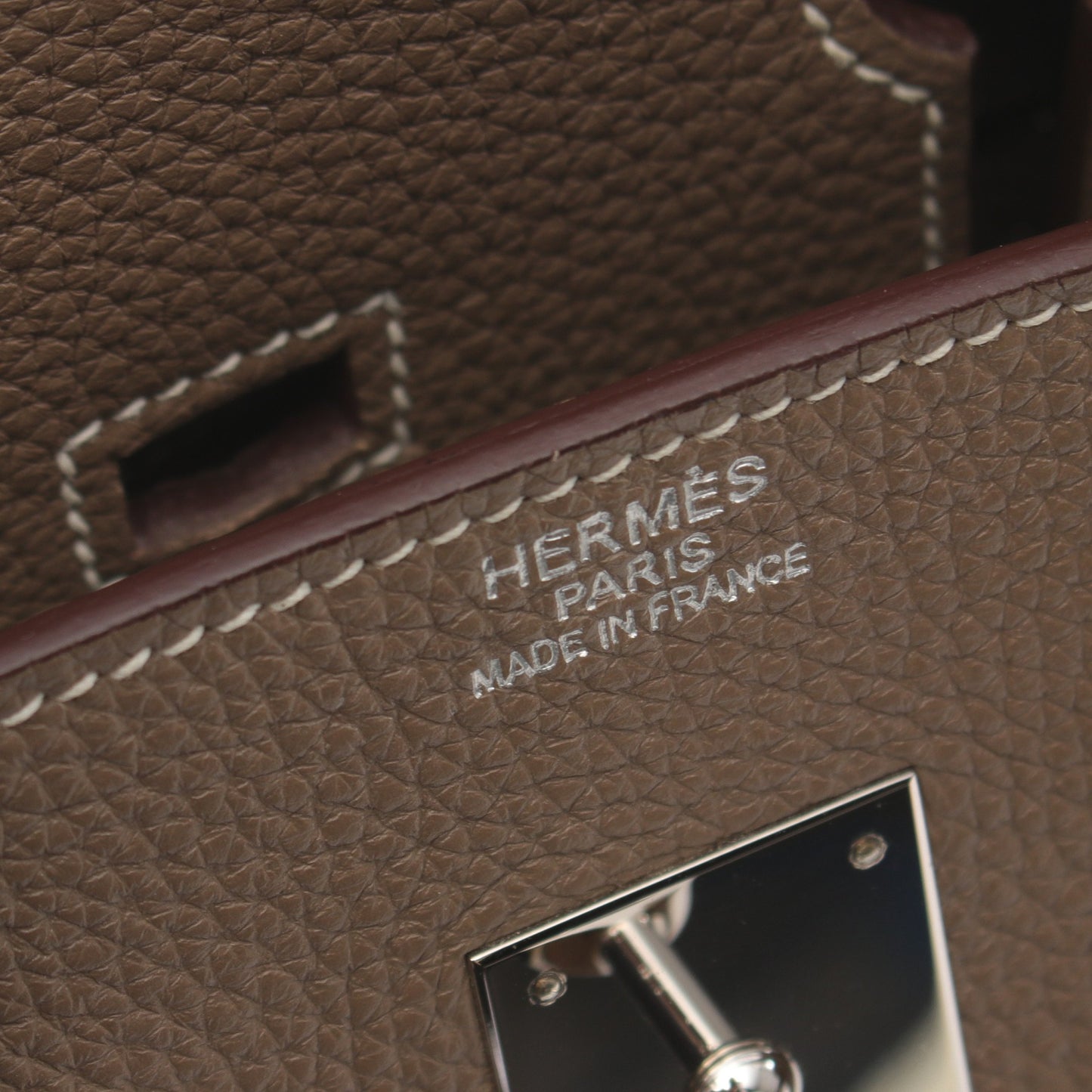 バーキン35 エトゥープ ハンドバッグ トゴ グレーブラウン シルバー金具 □O刻印 エルメス バッグ HERMES