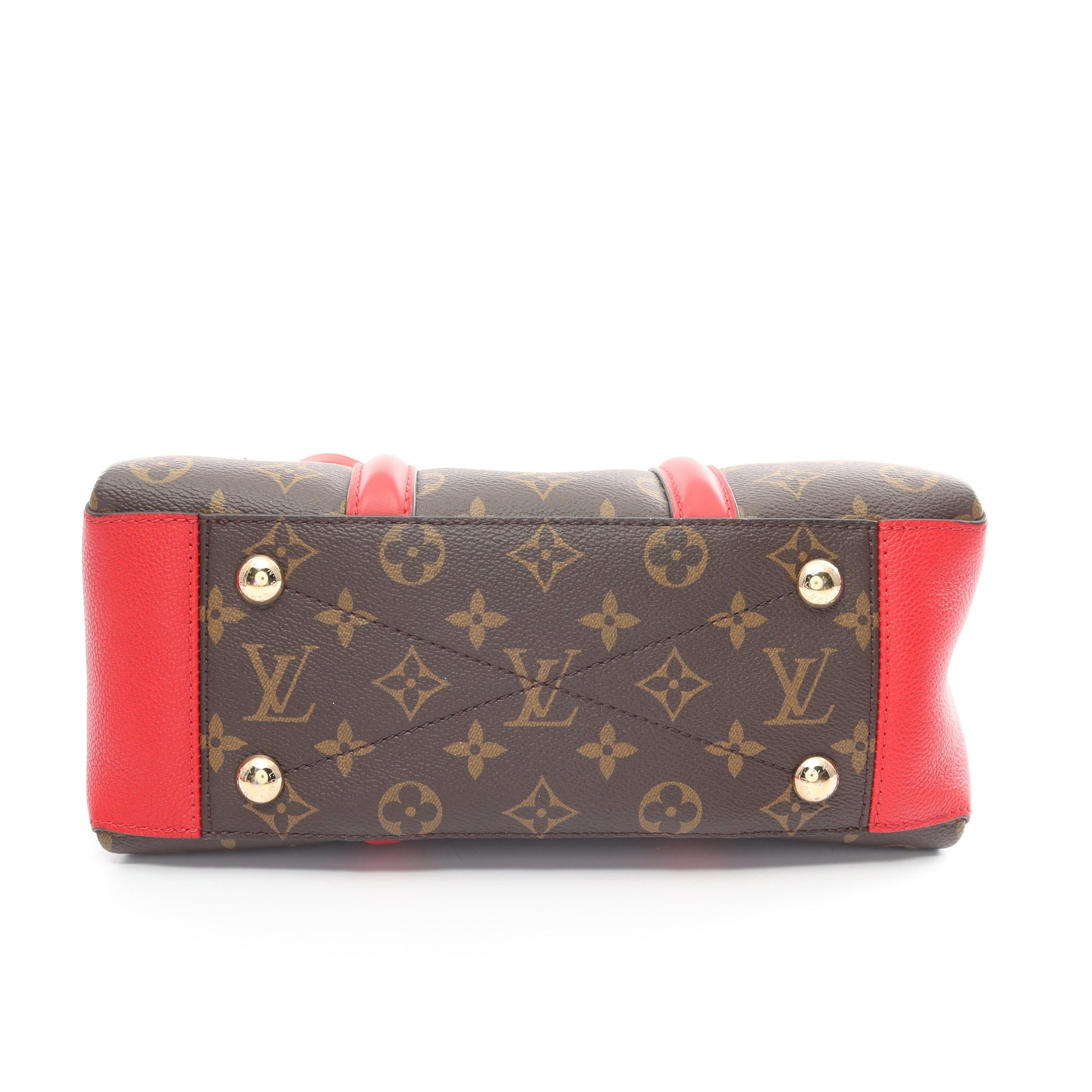 スフロ NV BB モノグラム スリーズ ハンドバッグ PVC レザー ブラウン レッド 2WAY ルイヴィトン バッグ LOUIS VUITTON