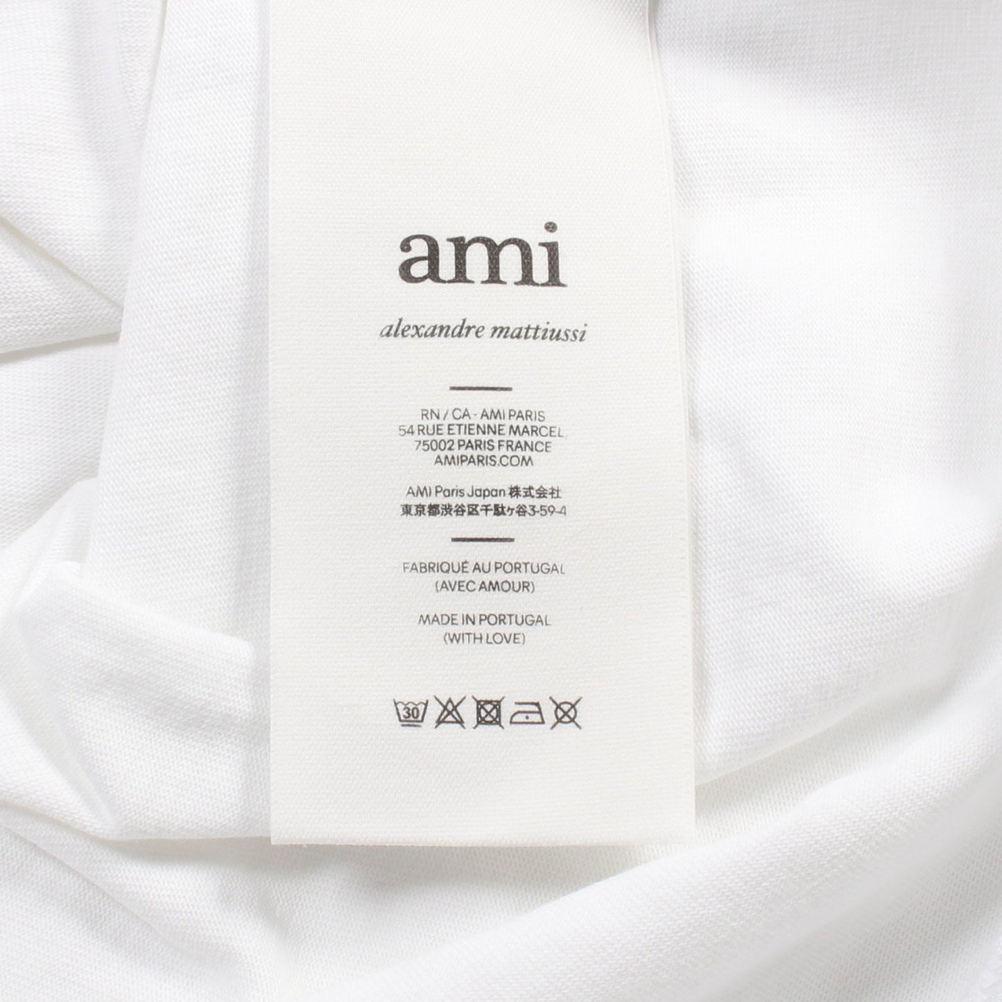 ハートロゴ Tシャツ クルーネック 半袖 コットン ホワイト アミアレクサンドルマテュッシ トップス AMI Alexandre Mattiussi