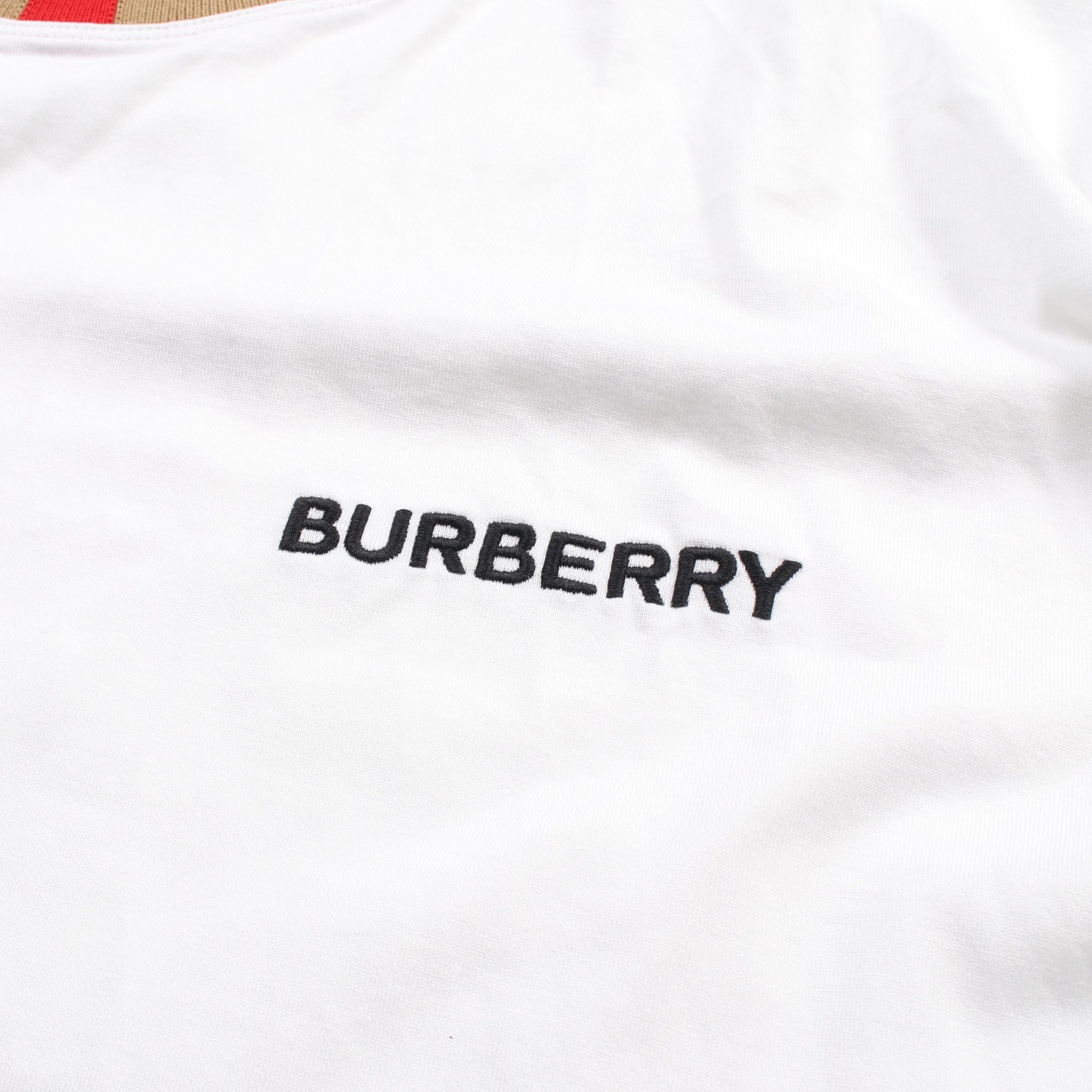 Tシャツ クルーネック ロゴ刺繍 コットン ホワイト バーバリー トップス BURBERRY