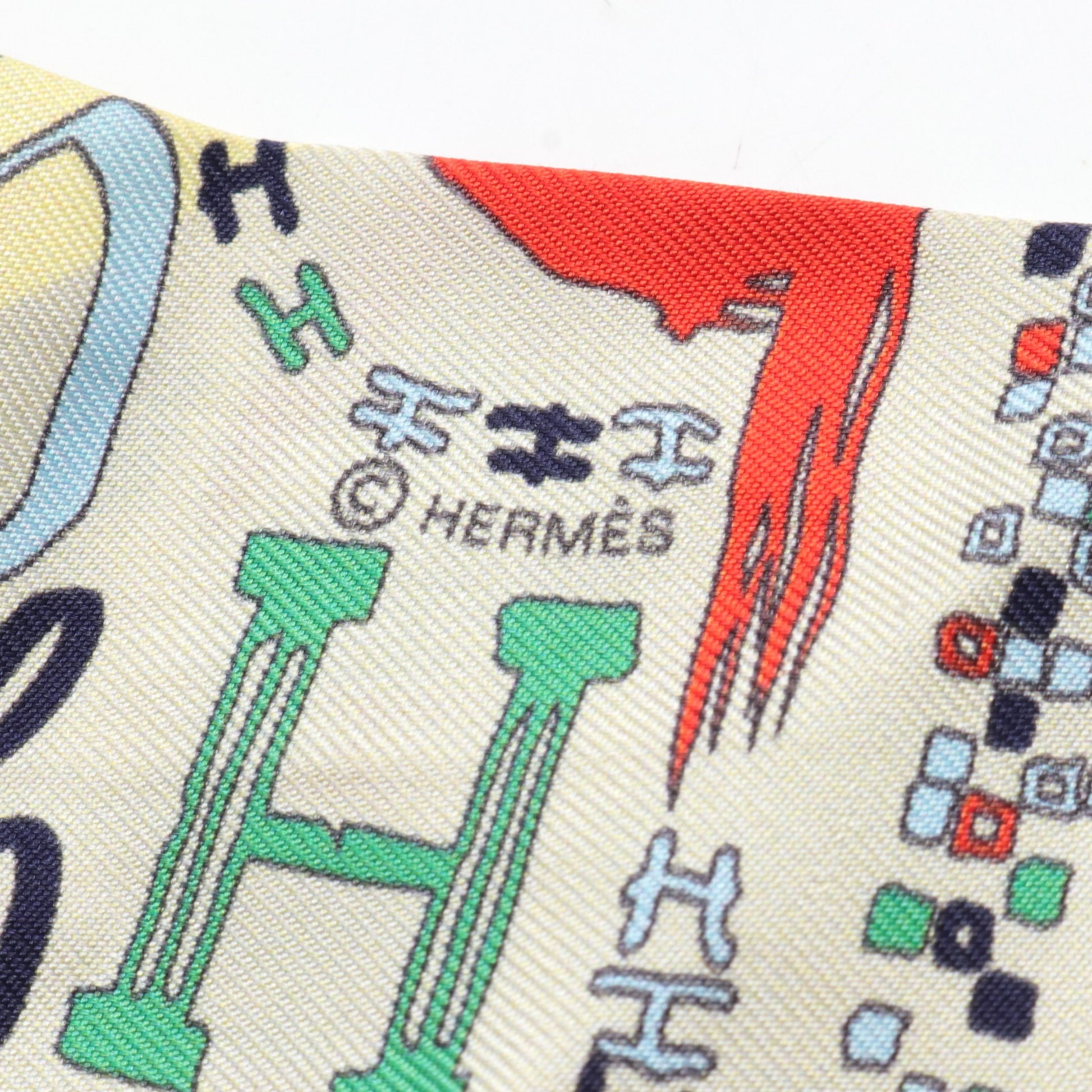 ツイリー 1001H リボン スカーフ シルク ライトイエロー マルチカラー エルメス 財布・小物 HERMES