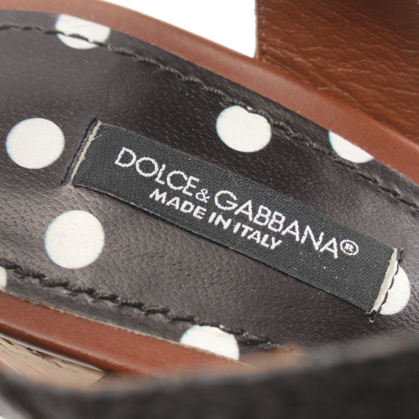 サンダル ドット ファブリック ストロー ブラック ホワイト ウェッジソール ドルチェアンドガッバーナ シューズ DOLCE&GABBANA