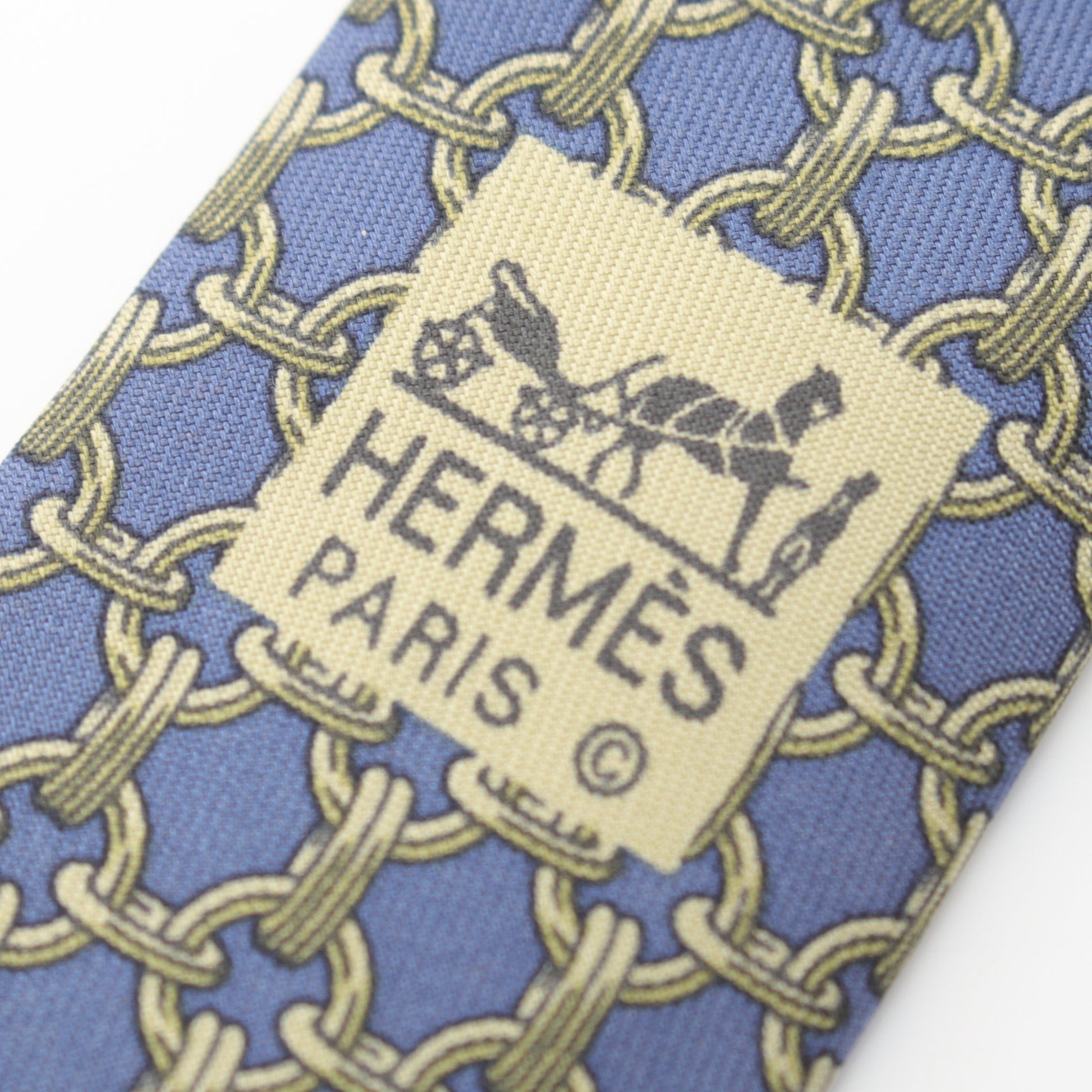 ネクタイ 総柄 シルク ブルー イエロー エルメス 財布・小物 HERMES