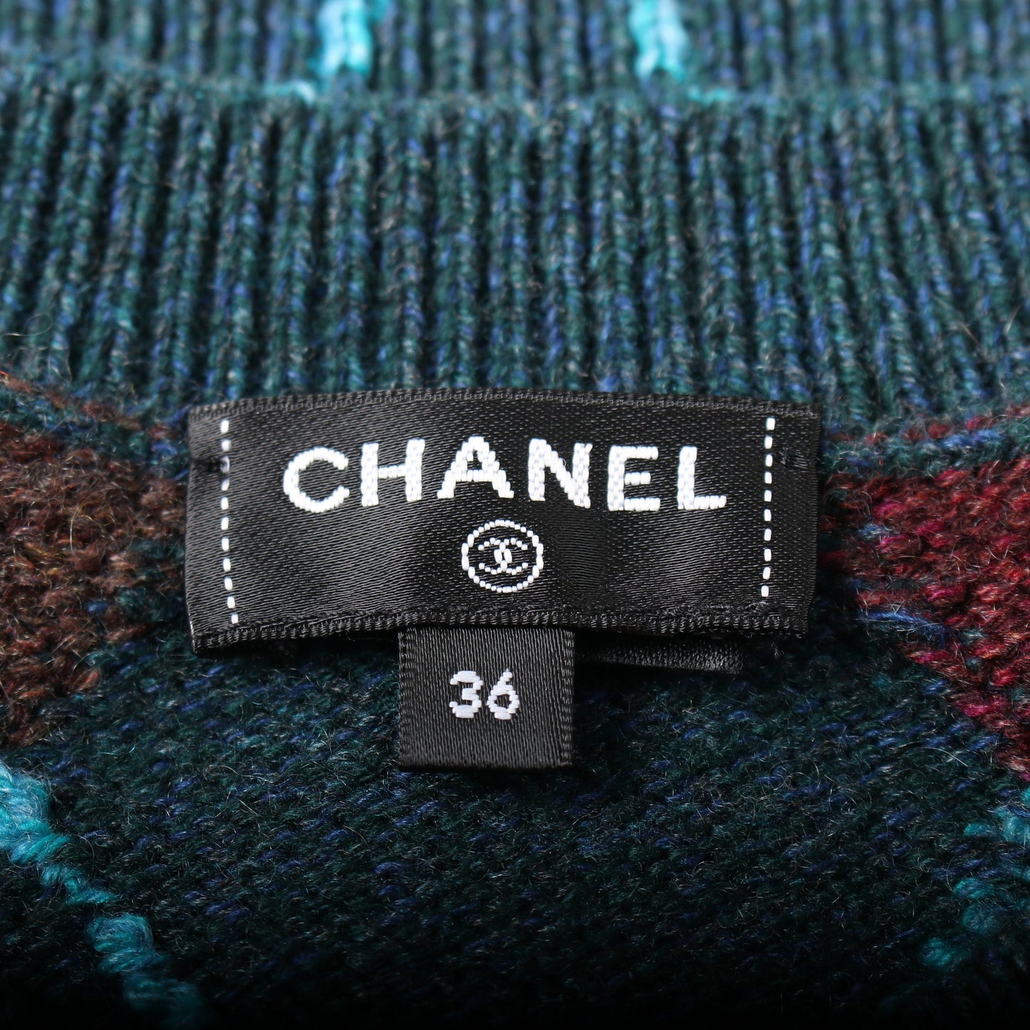 メティエダール ニット アーガイル カシミヤ ブルーグリーン マルチカラー シャネル トップス CHANEL