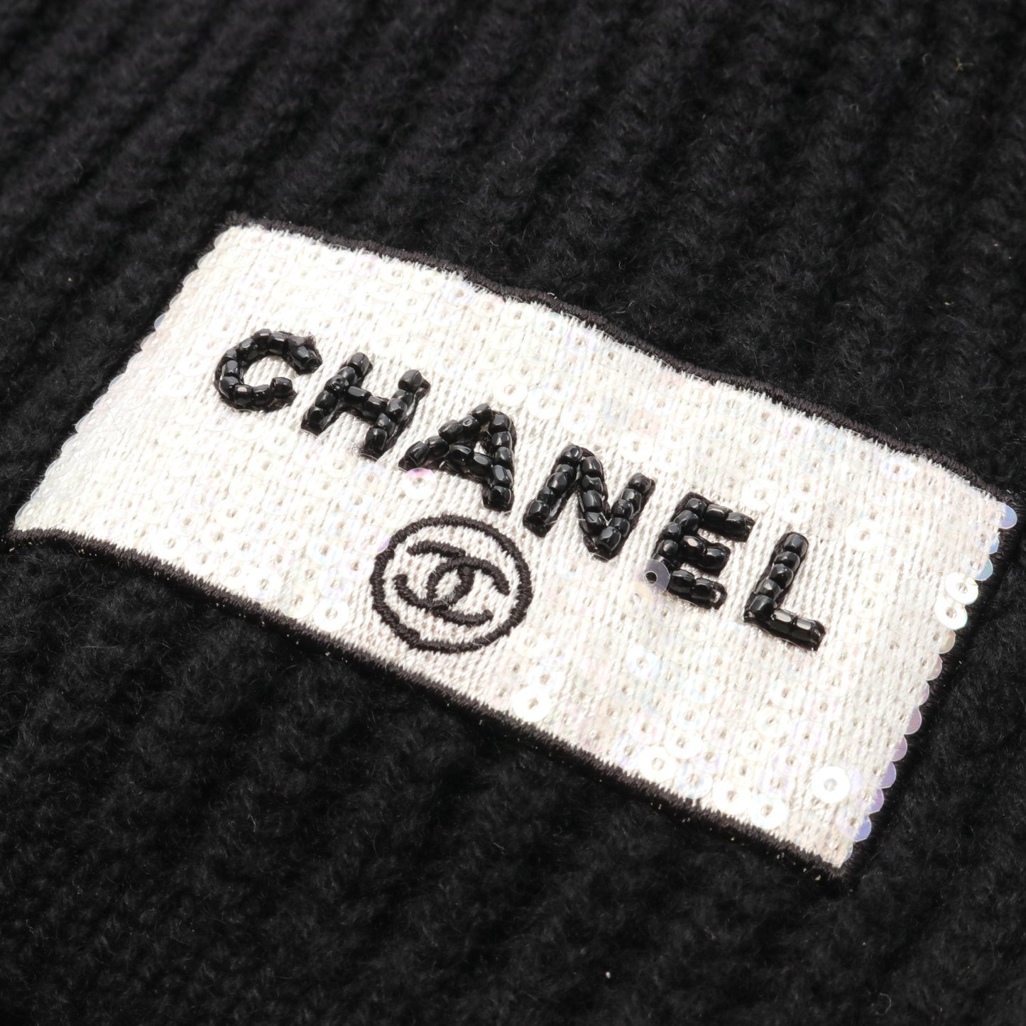 マフラー ロゴ カシミヤ ブラック スパンコール シャネル 財布・小物 CHANEL