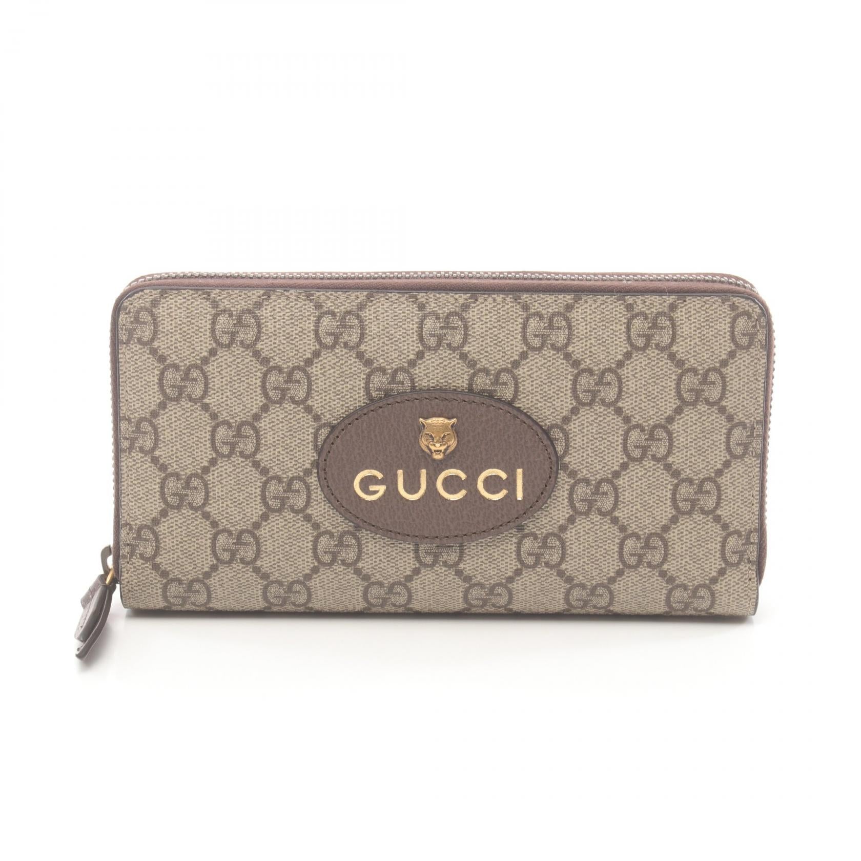 GGスプリーム ラウンドファスナー長財布 PVCコーティングキャンバス レザー ベージュ ブラウン グッチ 財布・小物 GUCCI