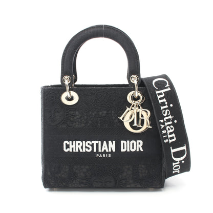 LADY D-LITE ミディアム ハンドバッグ キャンバス ブラック クリスチャンディオール バッグ Christian Dior