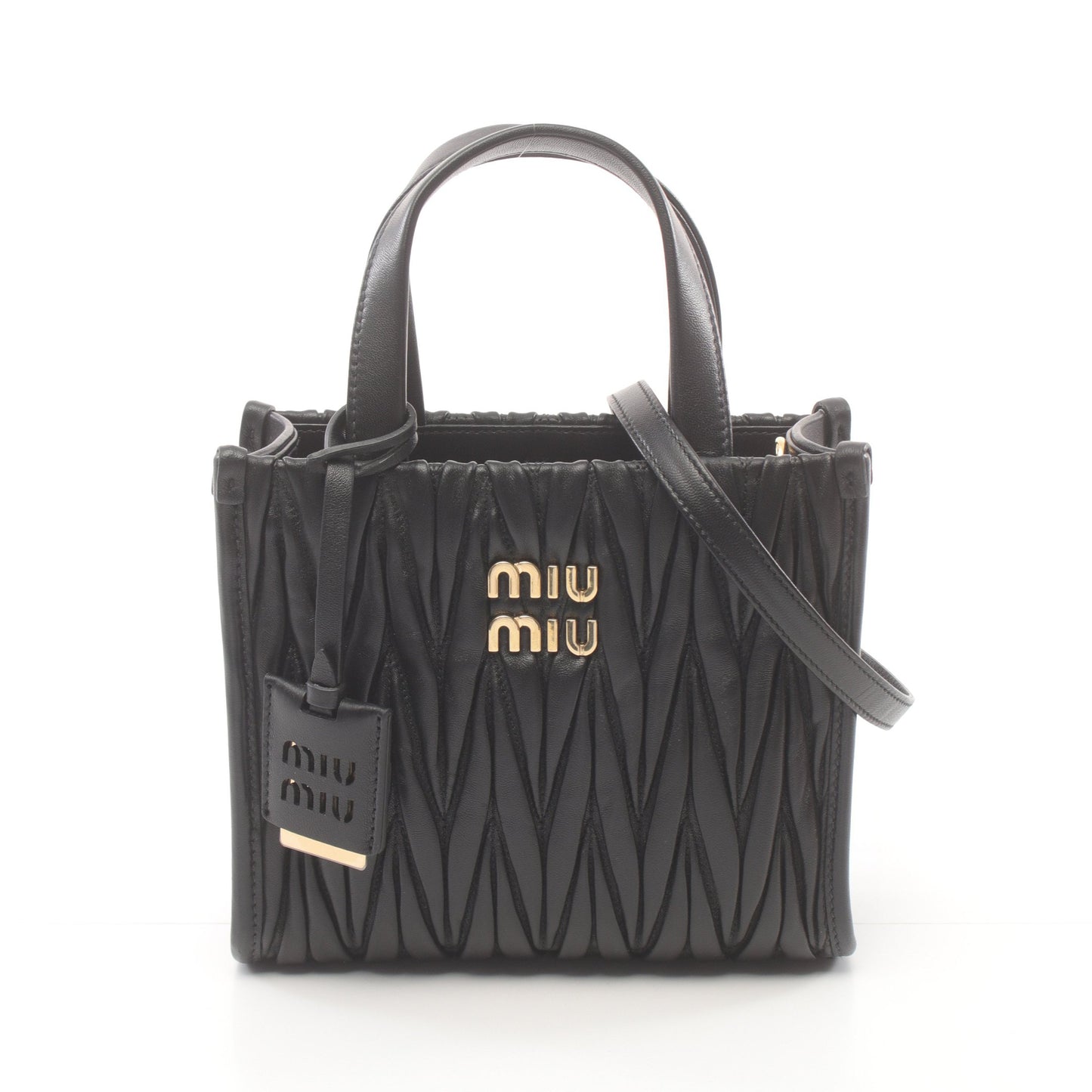 MATELASSE マテラッセ ハンドバッグ レザー ブラック 2WAY ミュウミュウ バッグ miu miu