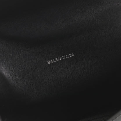 HOURGLASS XS ハンドバッグ レザー ブラック クロコ型押し 2WAY バレンシアガ バッグ BALENCIAGA