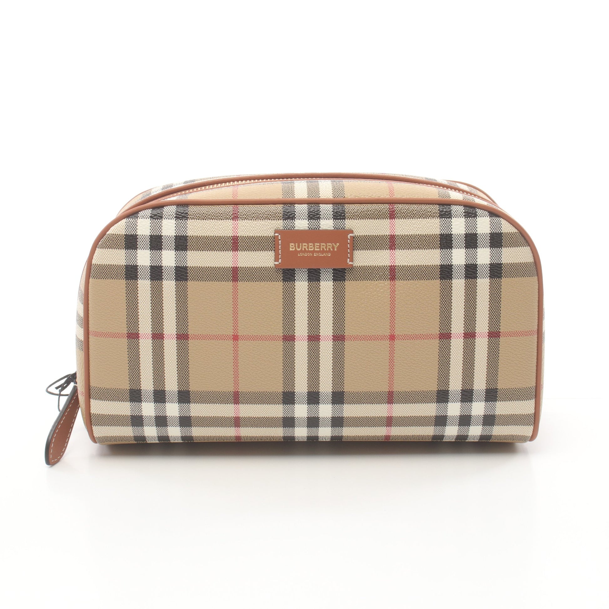 ヴィンテージチェック コスメポーチ PVC レザー ベージュ ブラウン マルチカラー バーバリー 財布・小物 BURBERRY