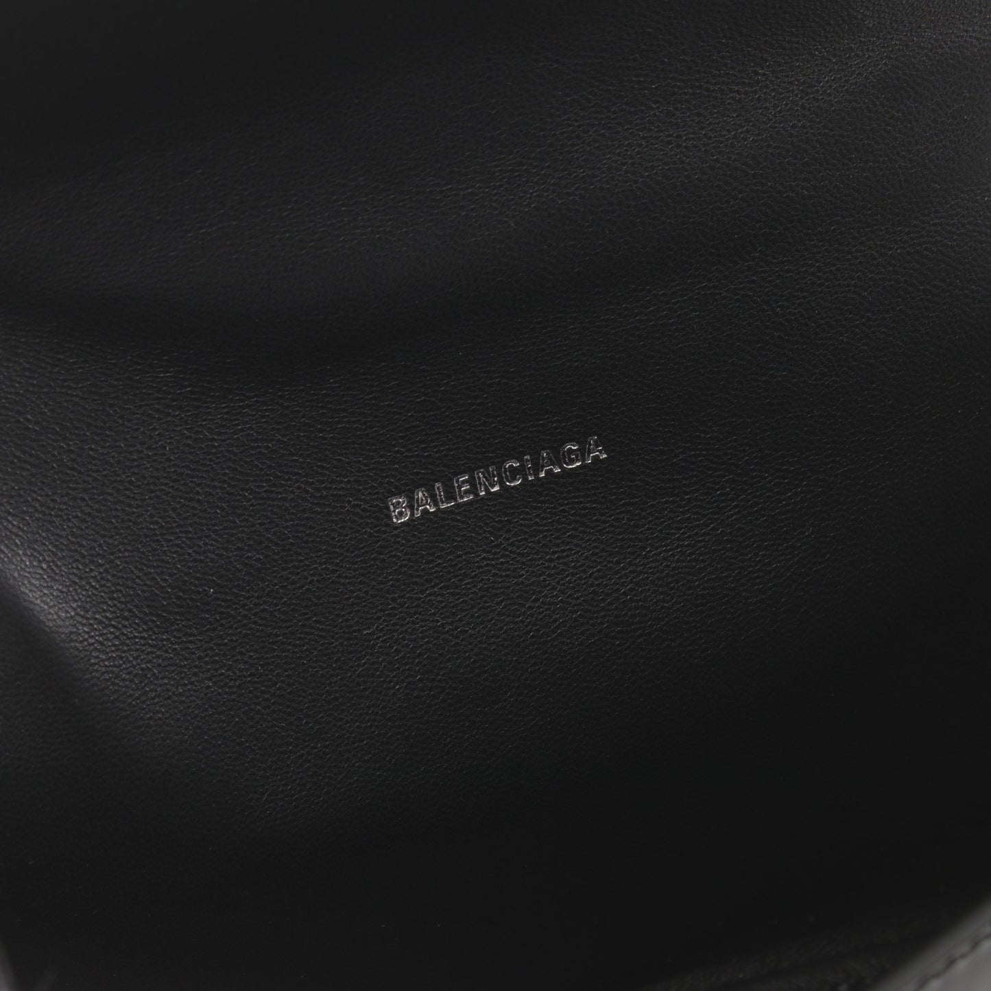 HOURGLASS XS ハンドバッグ レザー ブラック クロコ型押し 2WAY バレンシアガ バッグ BALENCIAGA